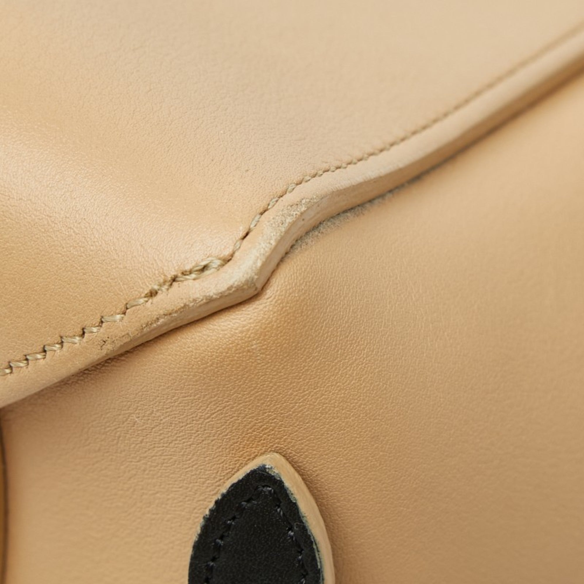 Celine Beige Black Leather Handbag Shoulder Bag (Pre-Owned)