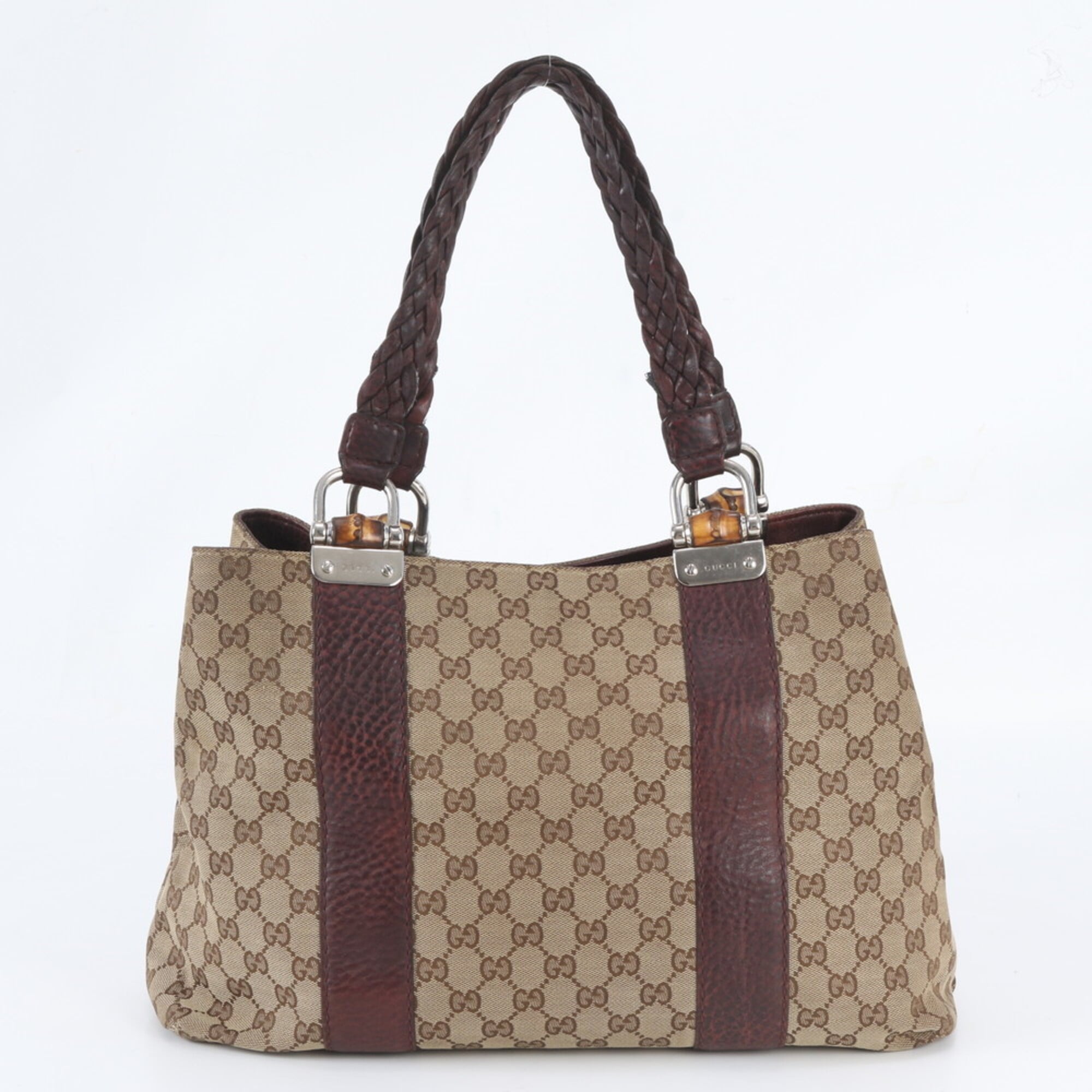 Gucci Brown Gg Canvas Handbag Shoulder Bag Tote Bag (Pre-Owned)