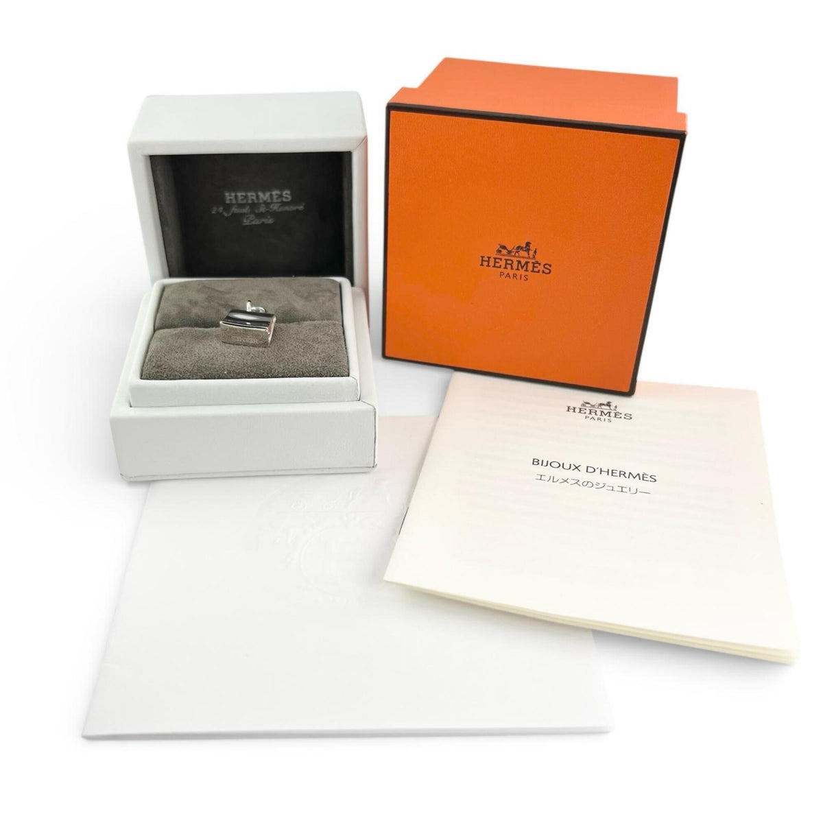Hermes Silver Silver 925 Band Ring (Pre-Owned)