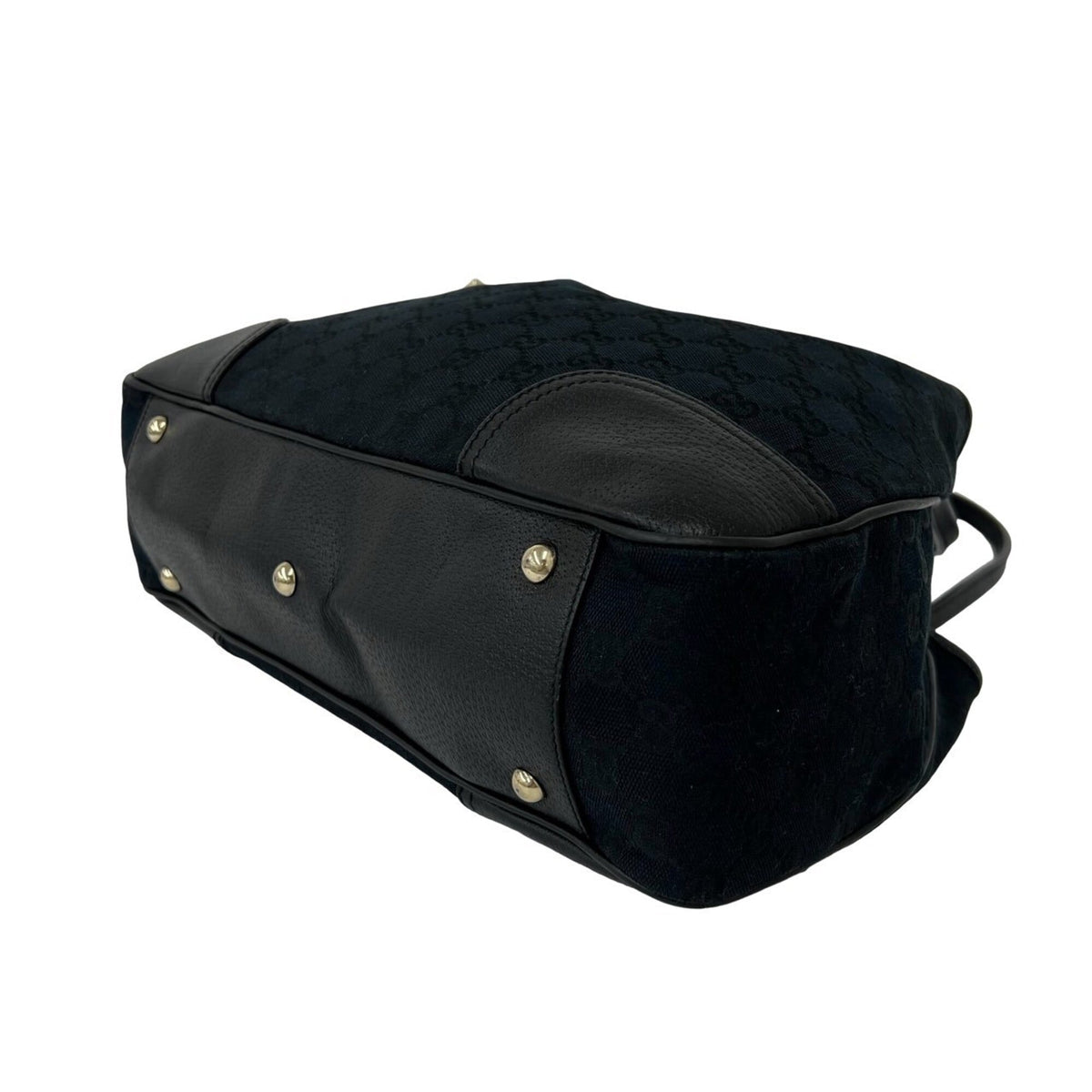Gucci Black Canvas Leather Handbag Tote Bag (Pre-Owned)