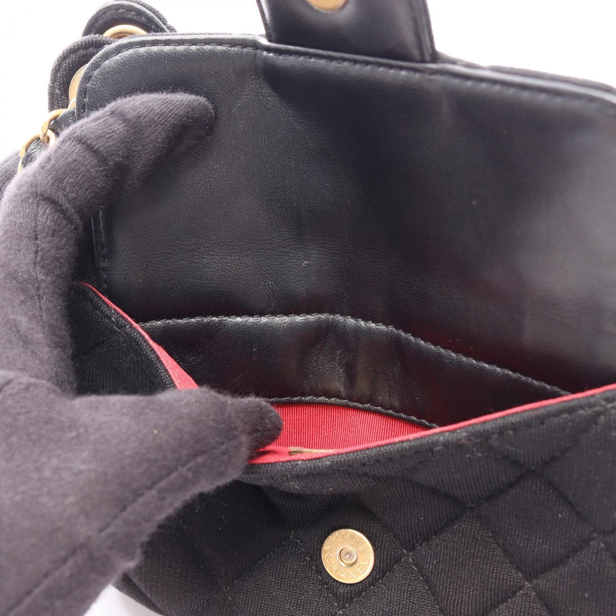 Chanel Black Cotton Jersey Handbag Shoulder Bag (Pre-Owned)