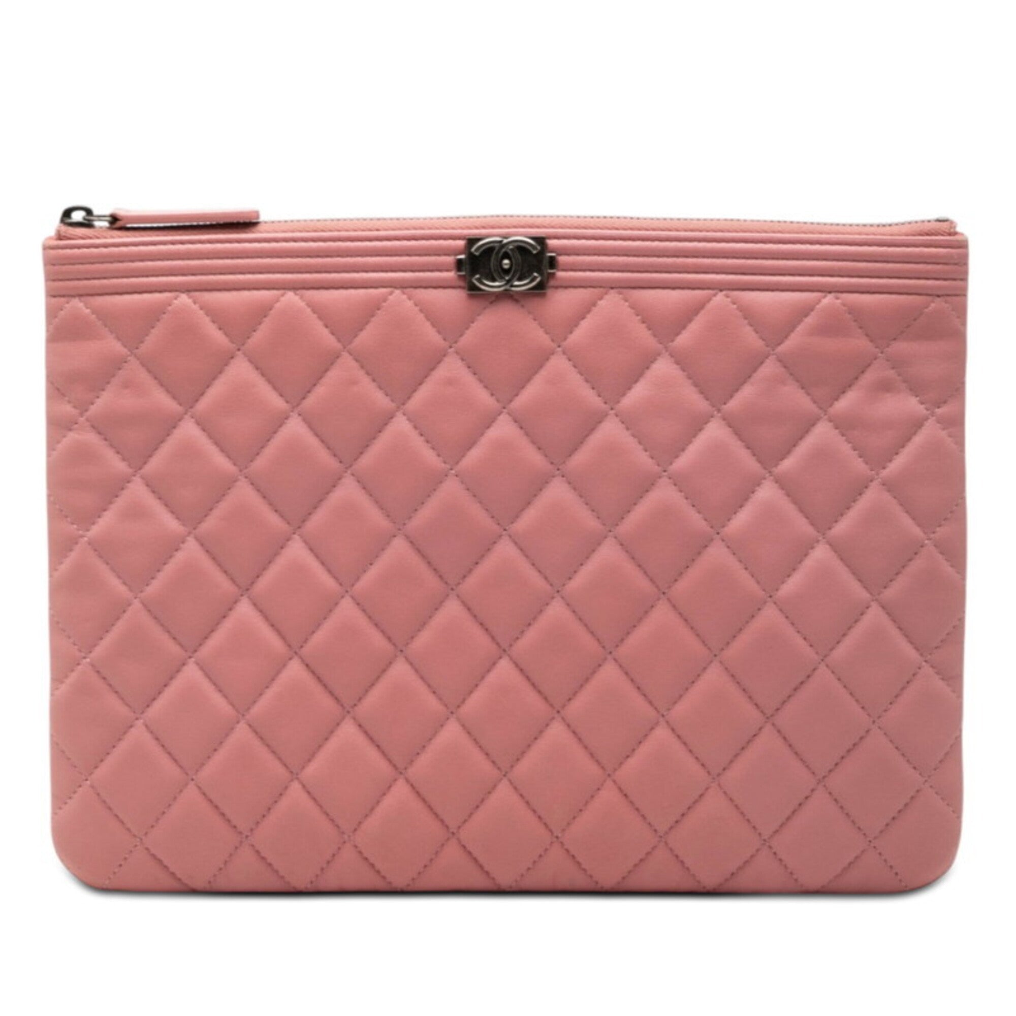 Chanel Boy Chanel Pink Leather Clutch Bag (Pre-Owned)