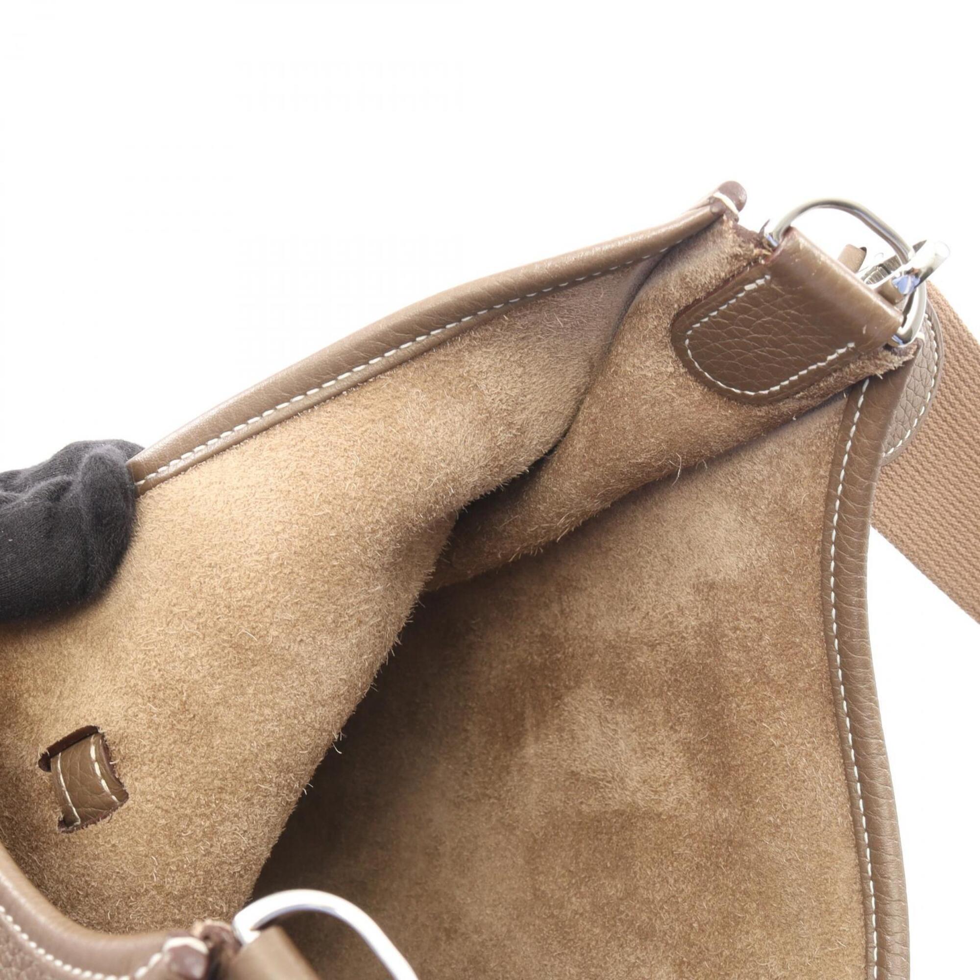 Hermes Etoupe Gray Gray Taurillon Clemence Leather Handbag Shoulder Bag (Pre-Owned)