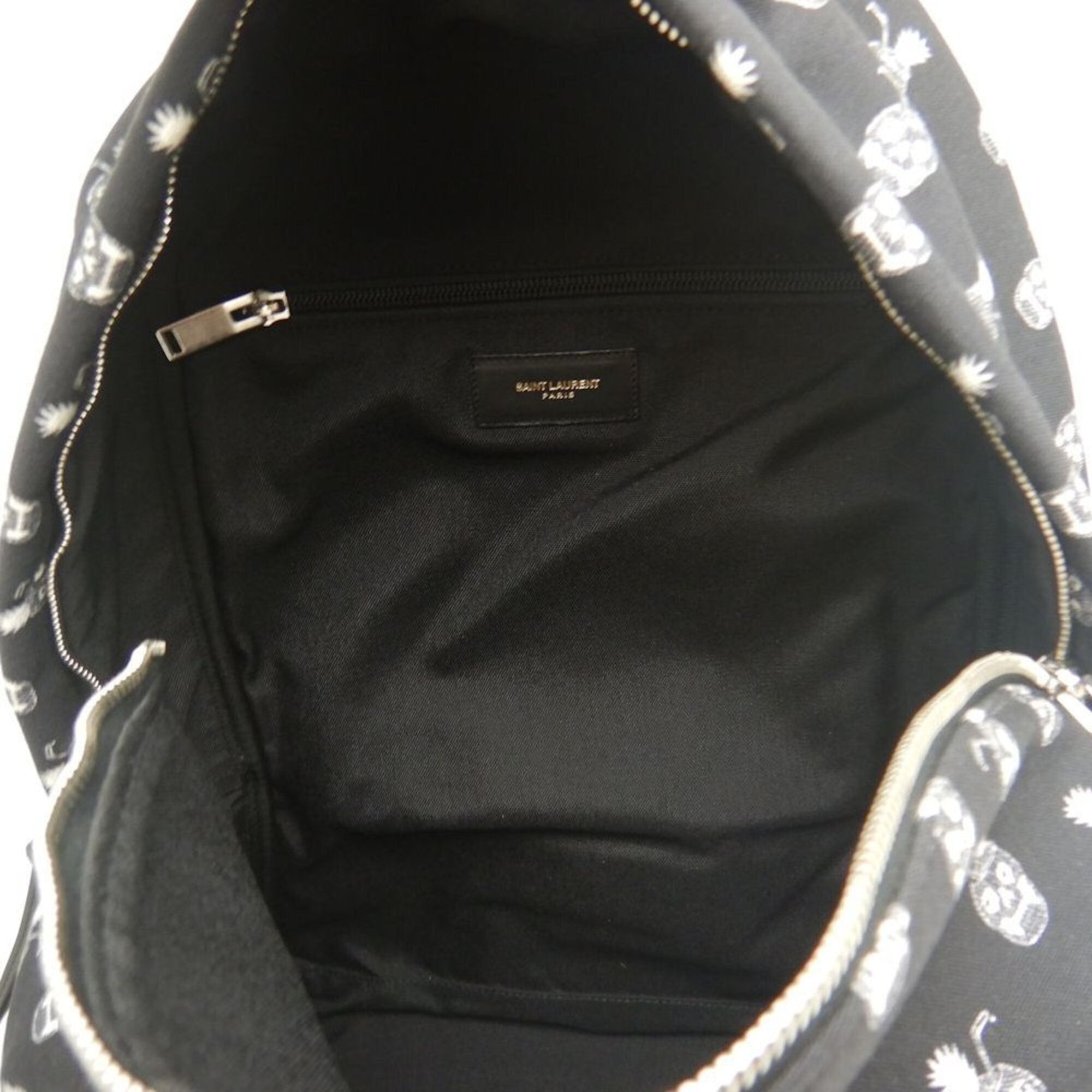 Saint Laurent Black White Canvas Backpack (Pre-Owned)