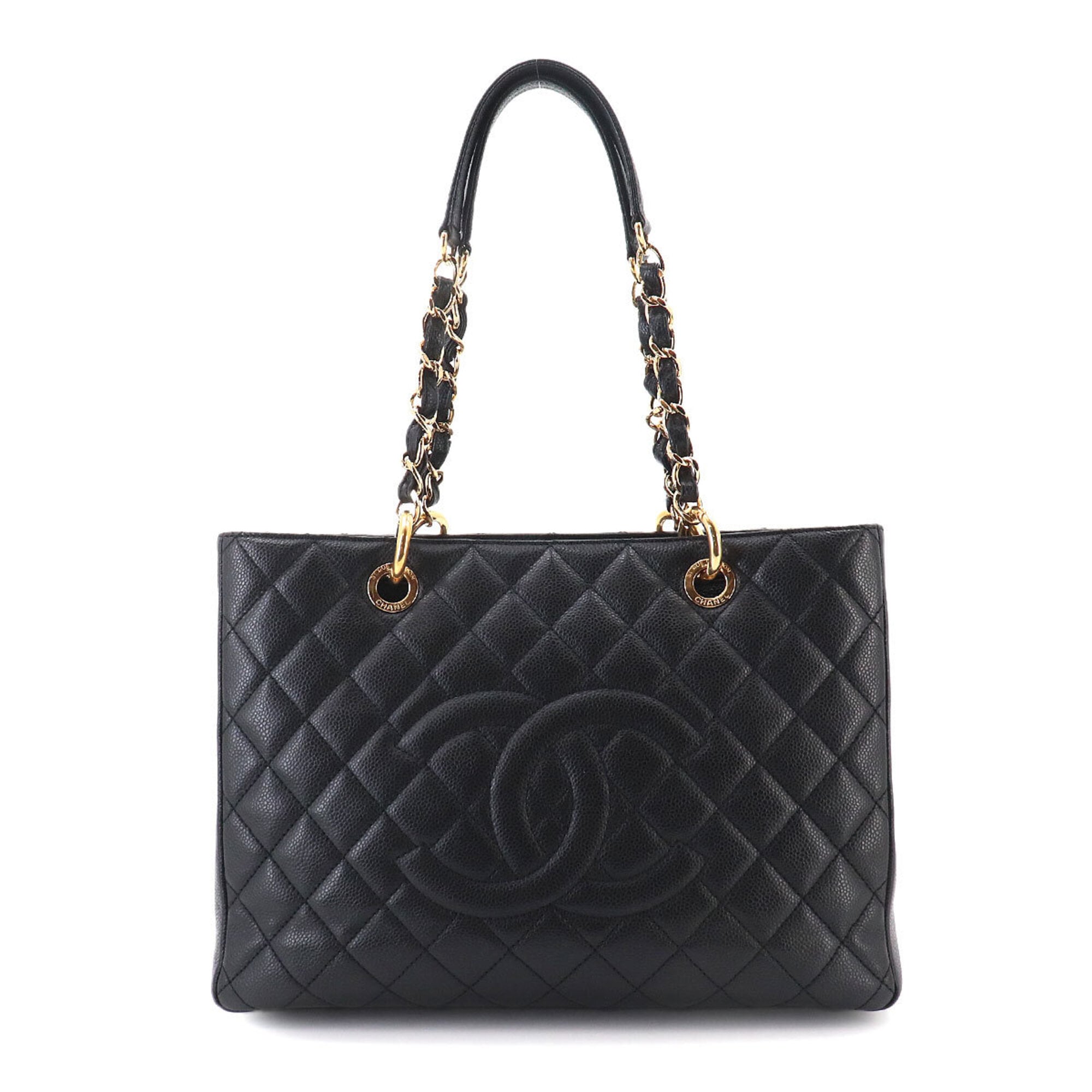Chanel Black Grained Calfskin Handbag Tote Bag (Pre-Owned)