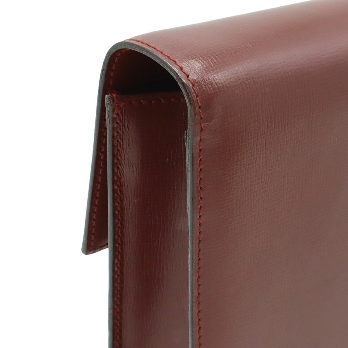 Cartier Bordeaux Red Color Leather Clutch Bag (Pre-Owned)