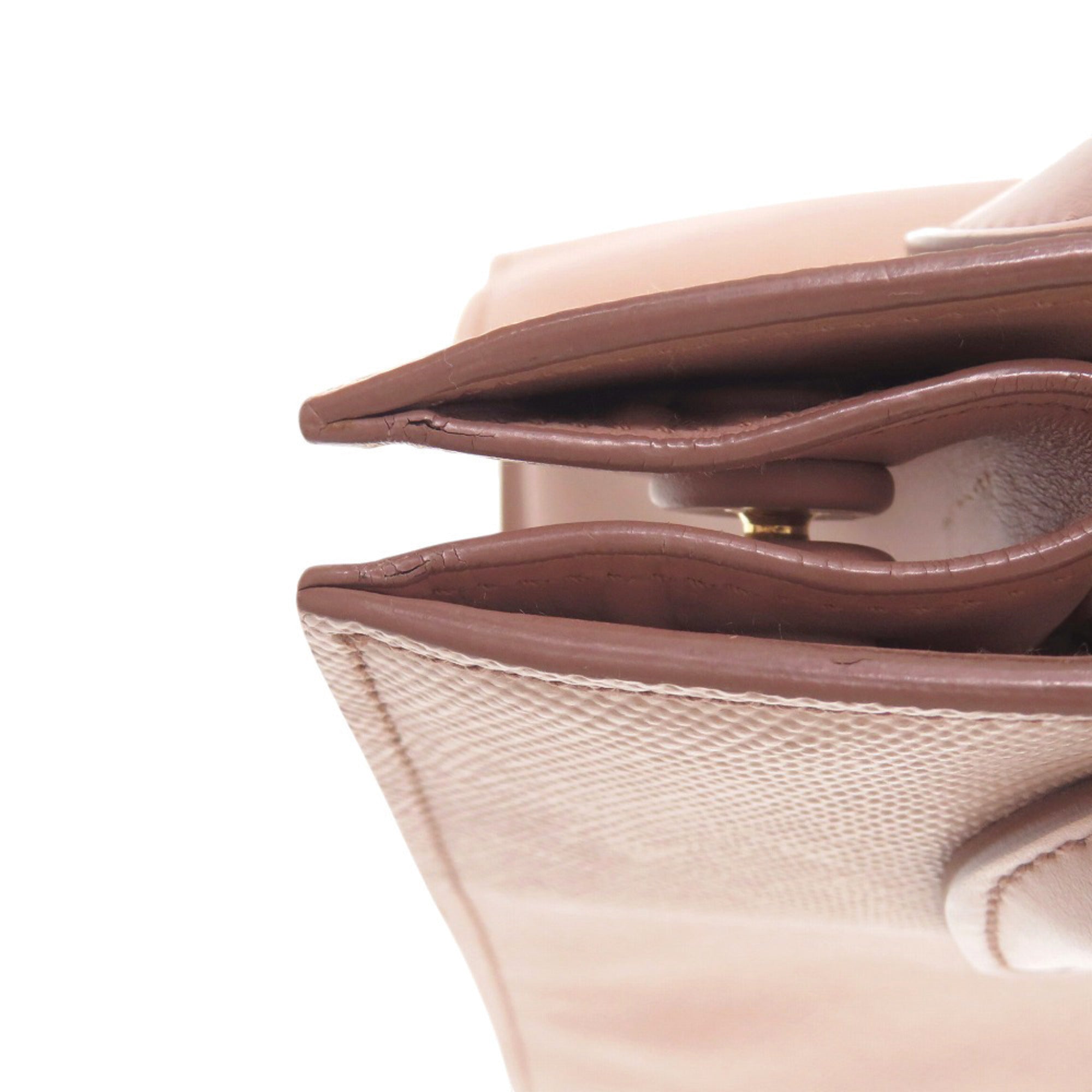 Prada Pink Beige Leather Saffiano Handbag (Pre-Owned)