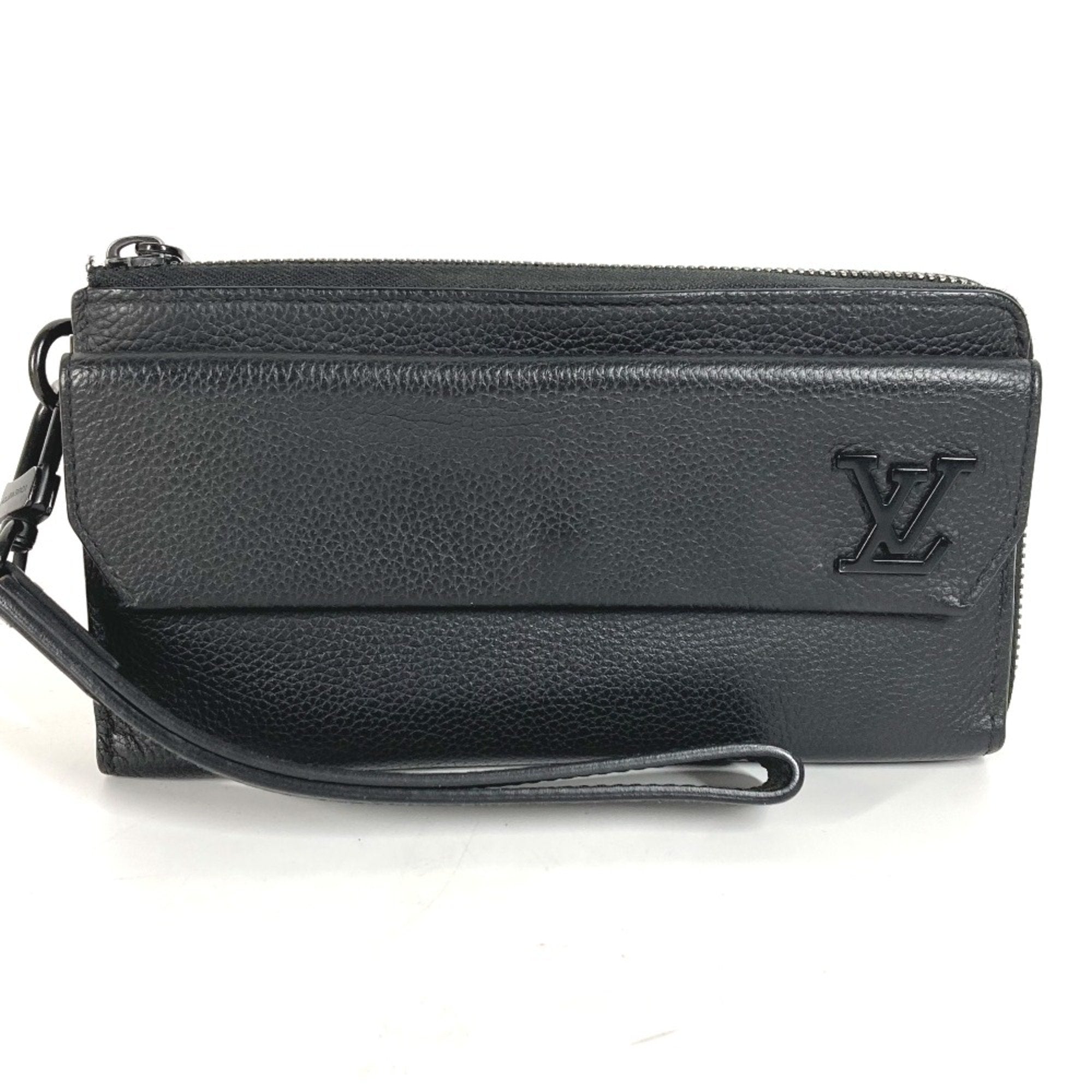 Louis Vuitton Black Leather Long Wallet (Bi-Fold) (Pre-Owned)