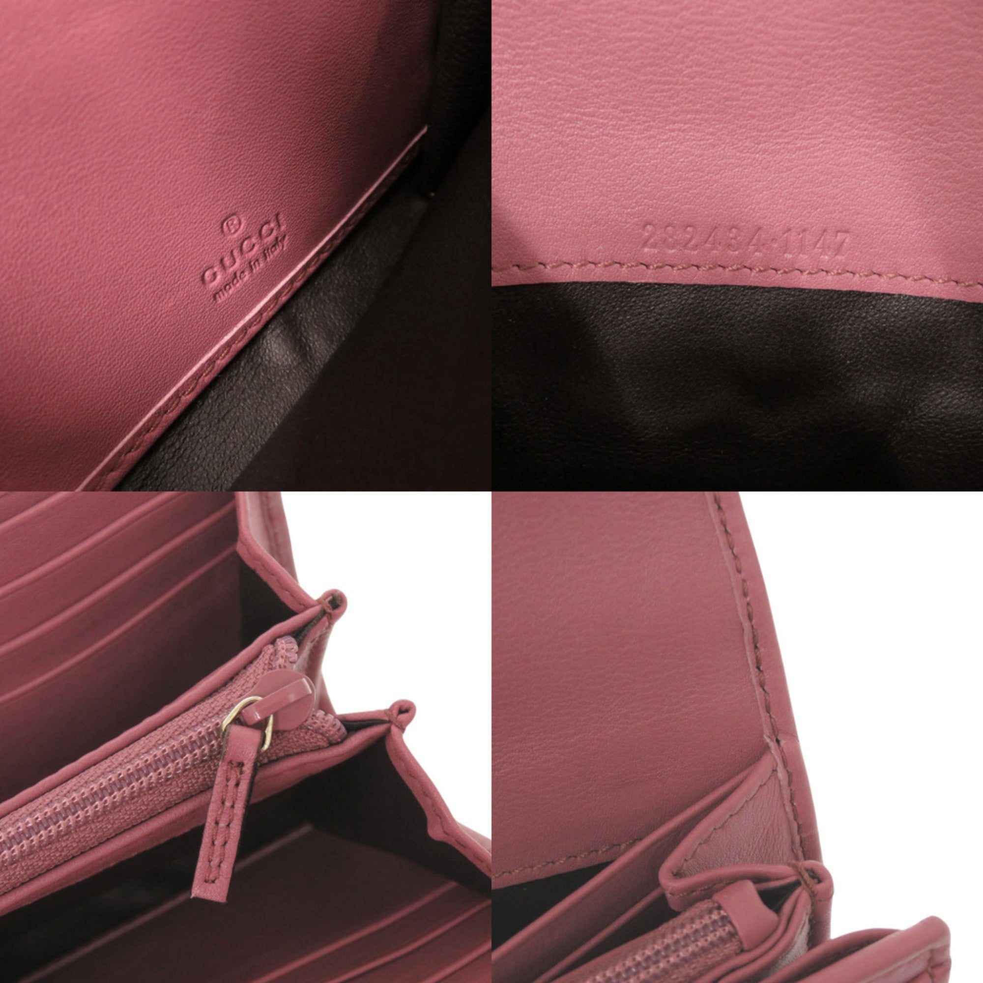 Gucci Purple Leather Long Wallet (Bi-Fold) (Pre-Owned)
