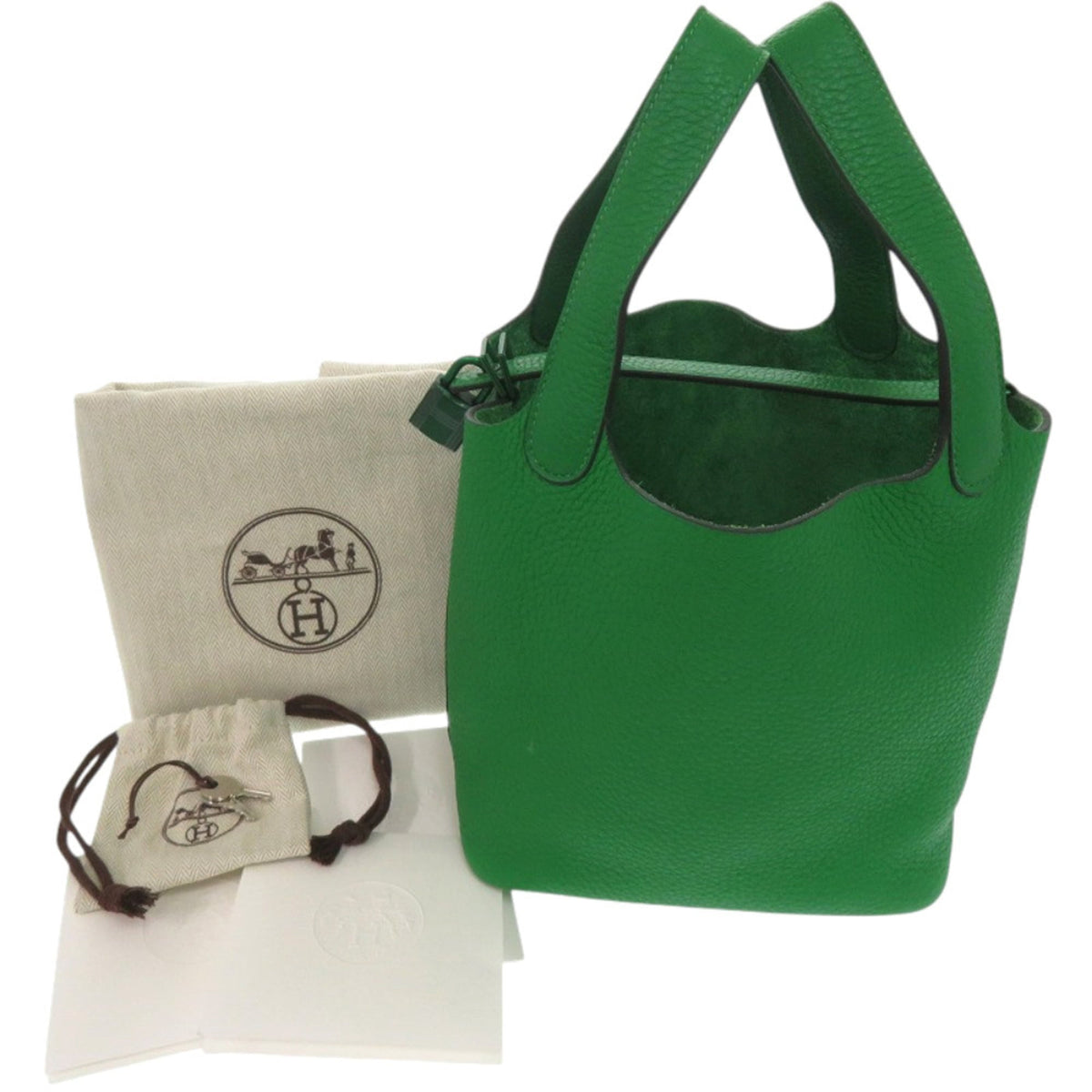 Hermes Green Taurillon Clemence Leather Handbag (Pre-Owned)