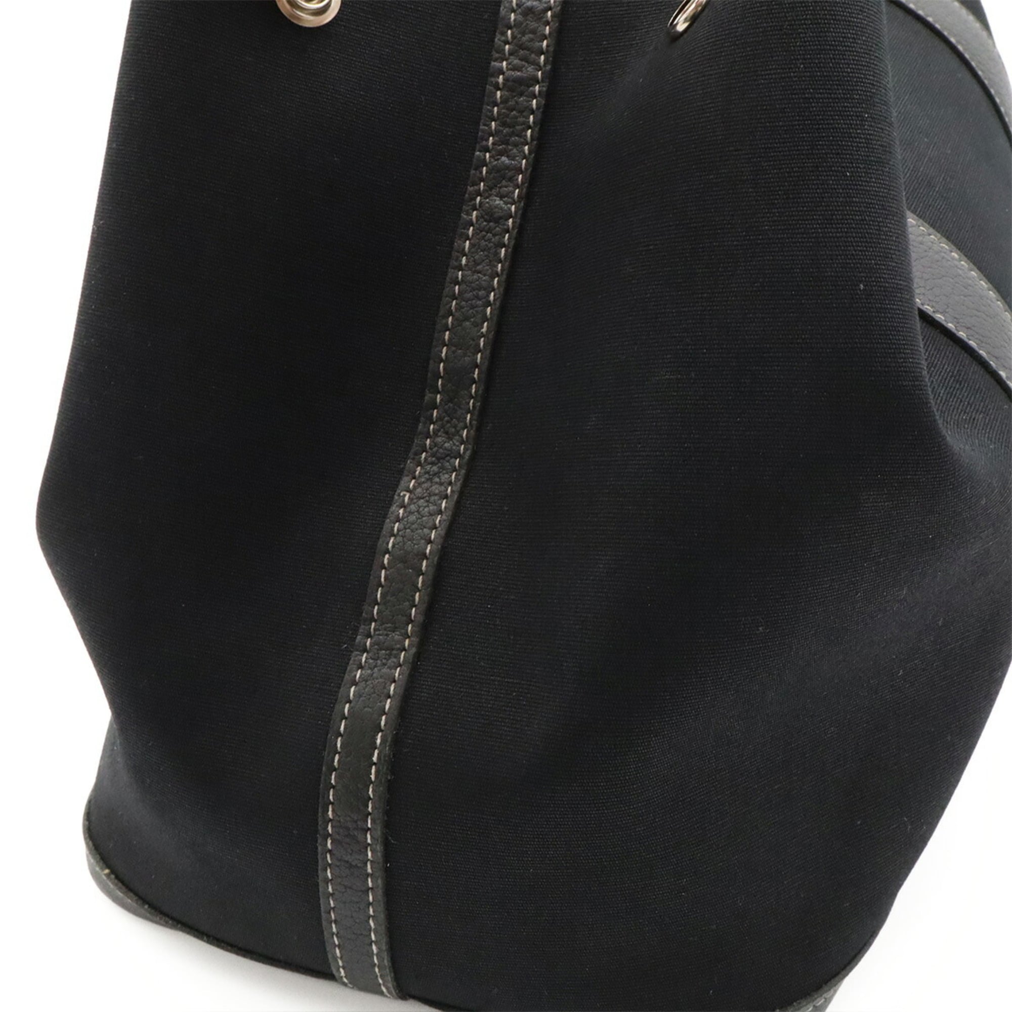 Hermes Black Toile Officier Shoulder Bag Tote Bag (Pre-Owned)