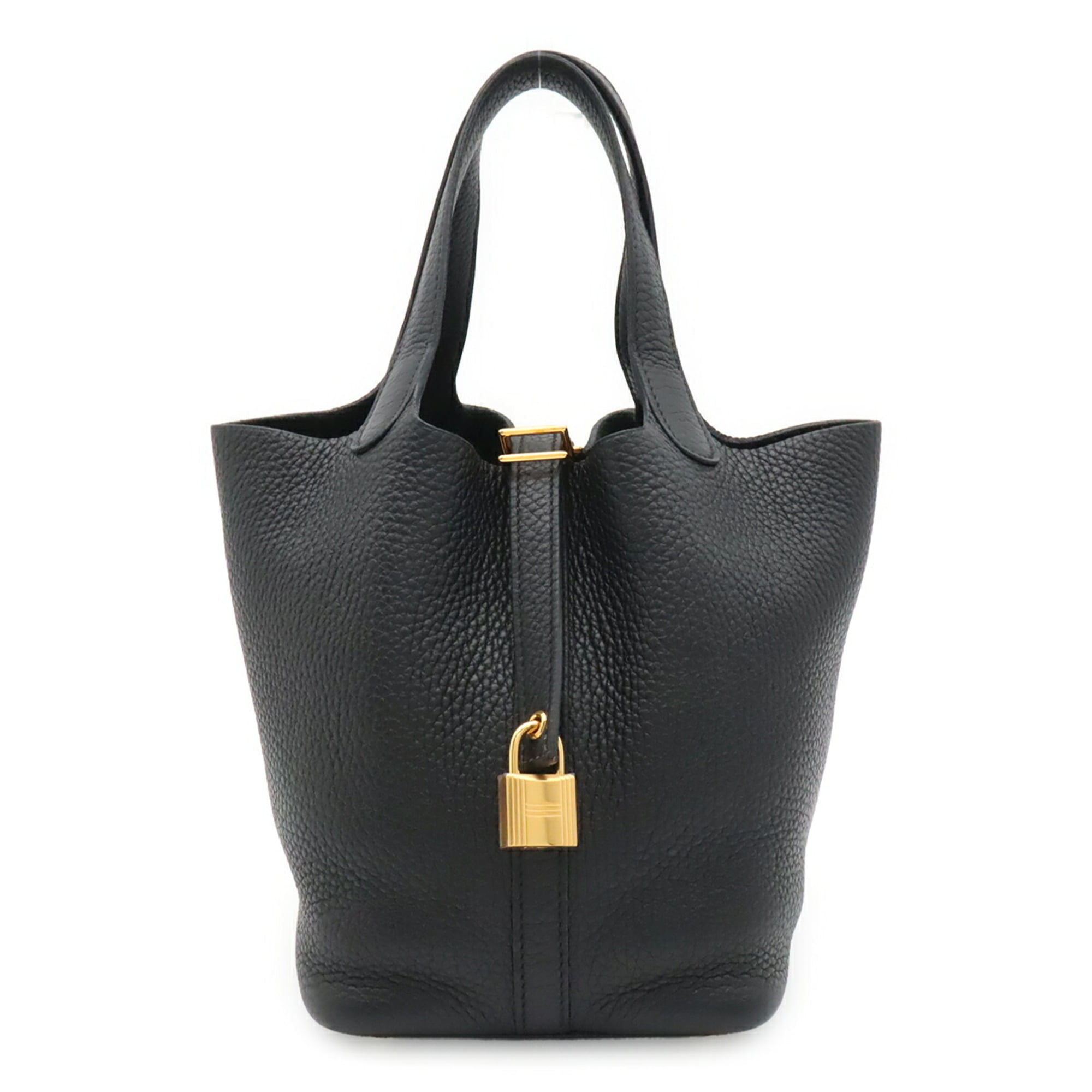 Hermes Picotin Black Taurillon Clemence Leather Handbag Tote Bag (Pre-Owned)