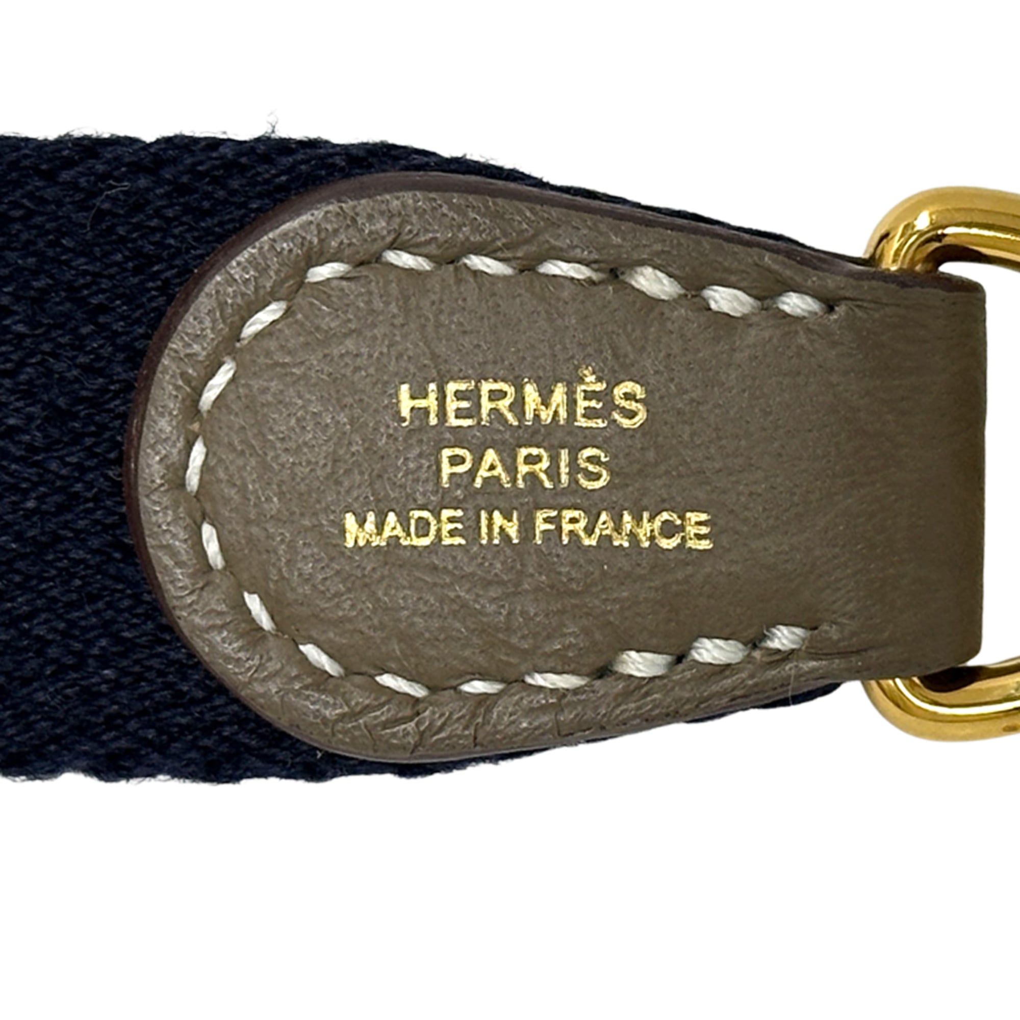 Hermes Etoupe Gray Gray Navy Taurillon Clemence Leather Handbag Shoulder Bag (Pre-Owned)