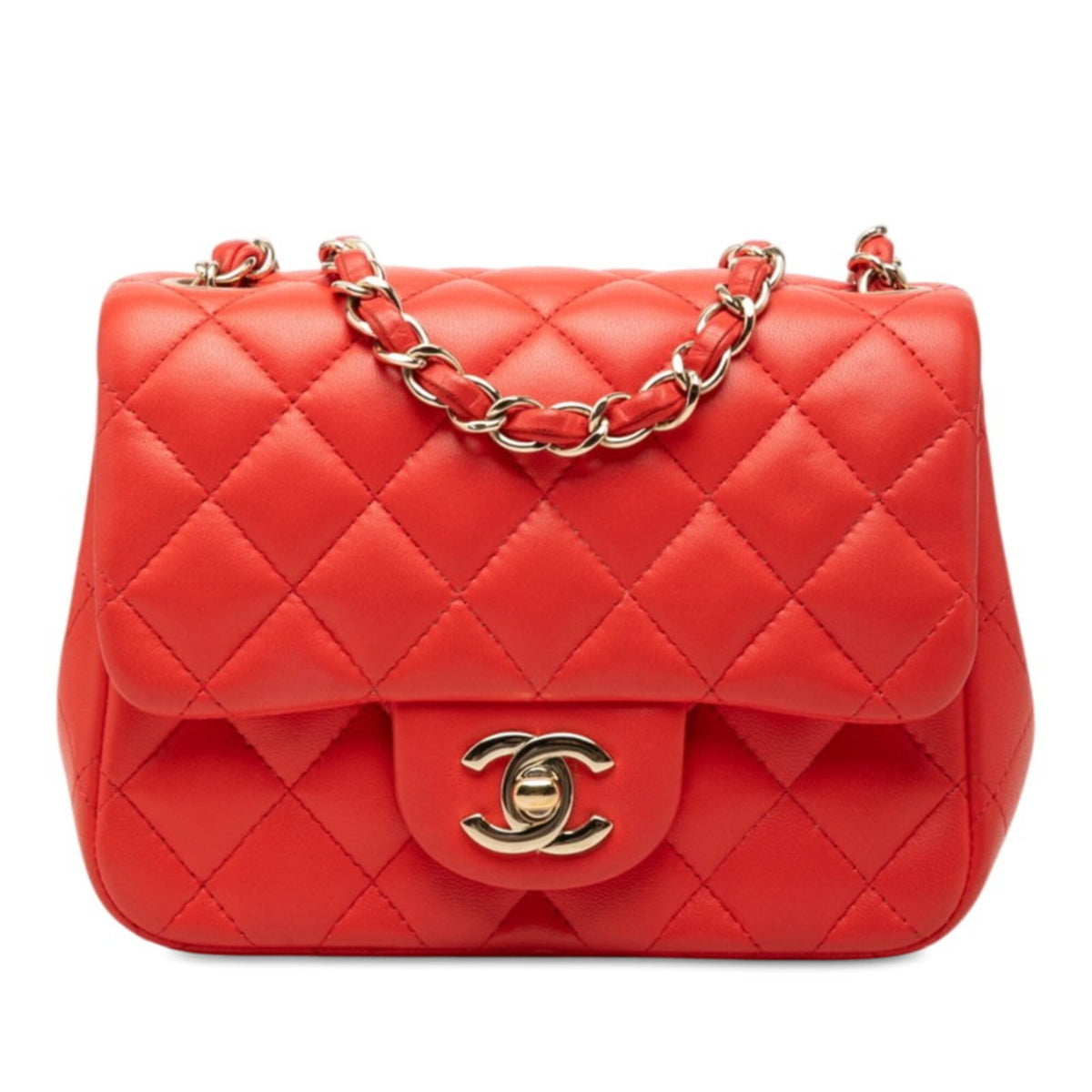 Chanel Matelasse Red Color Leather Shoulder Bag (Pre-Owned)