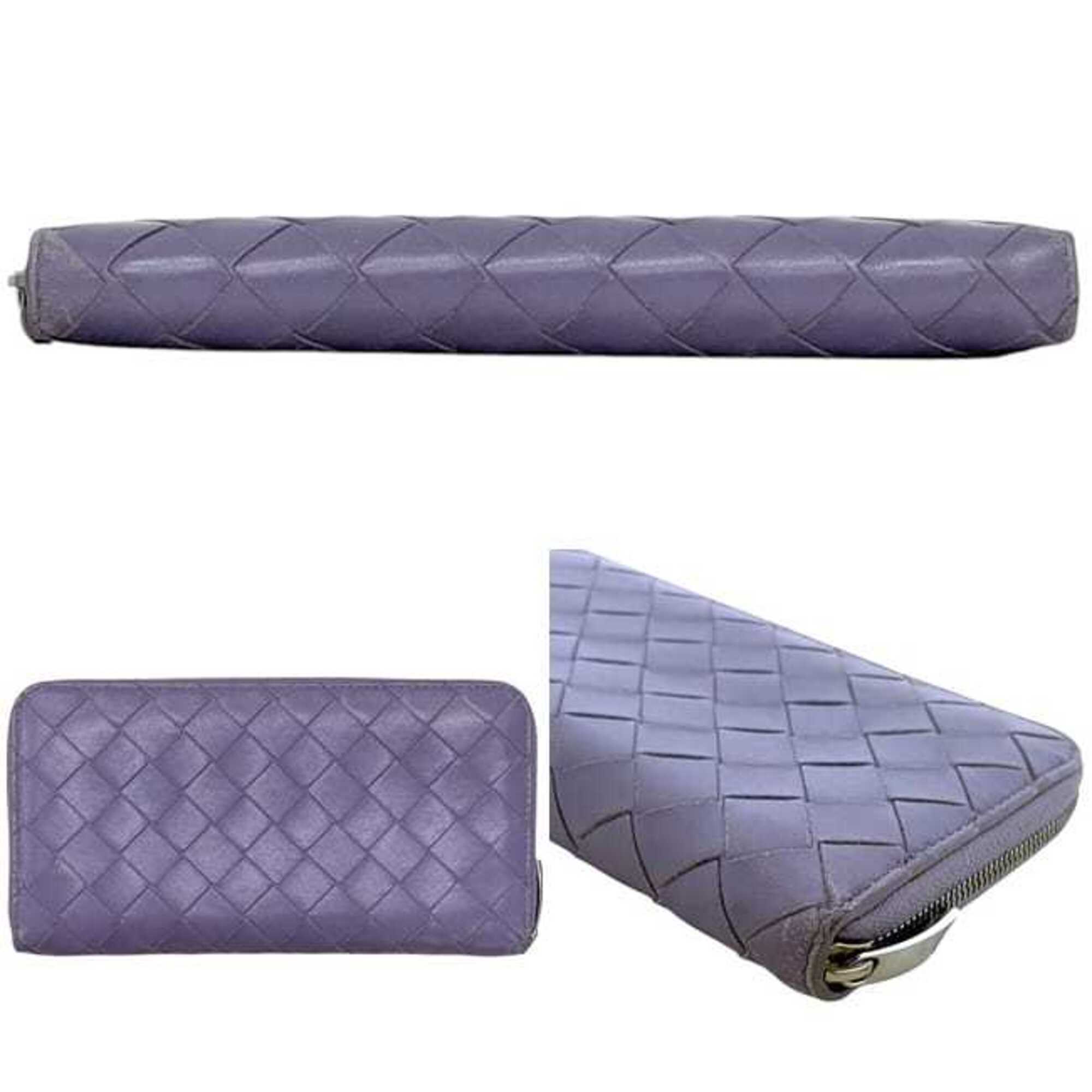 Bottega Veneta Purple Leather Long Wallet (Bi-Fold) (Pre-Owned)