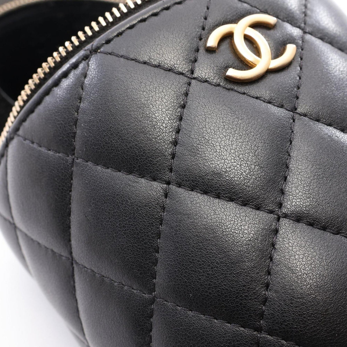 Chanel Black Leather Handbag Shoulder Bag Vanity Bag (Pre-Owned)