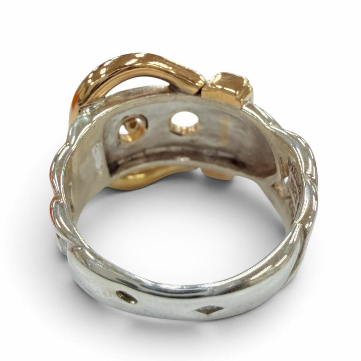 Hermes Silver Yellow Gold Yellow Gold (18K) Silver 925 Band Ring (Pre-Owned)