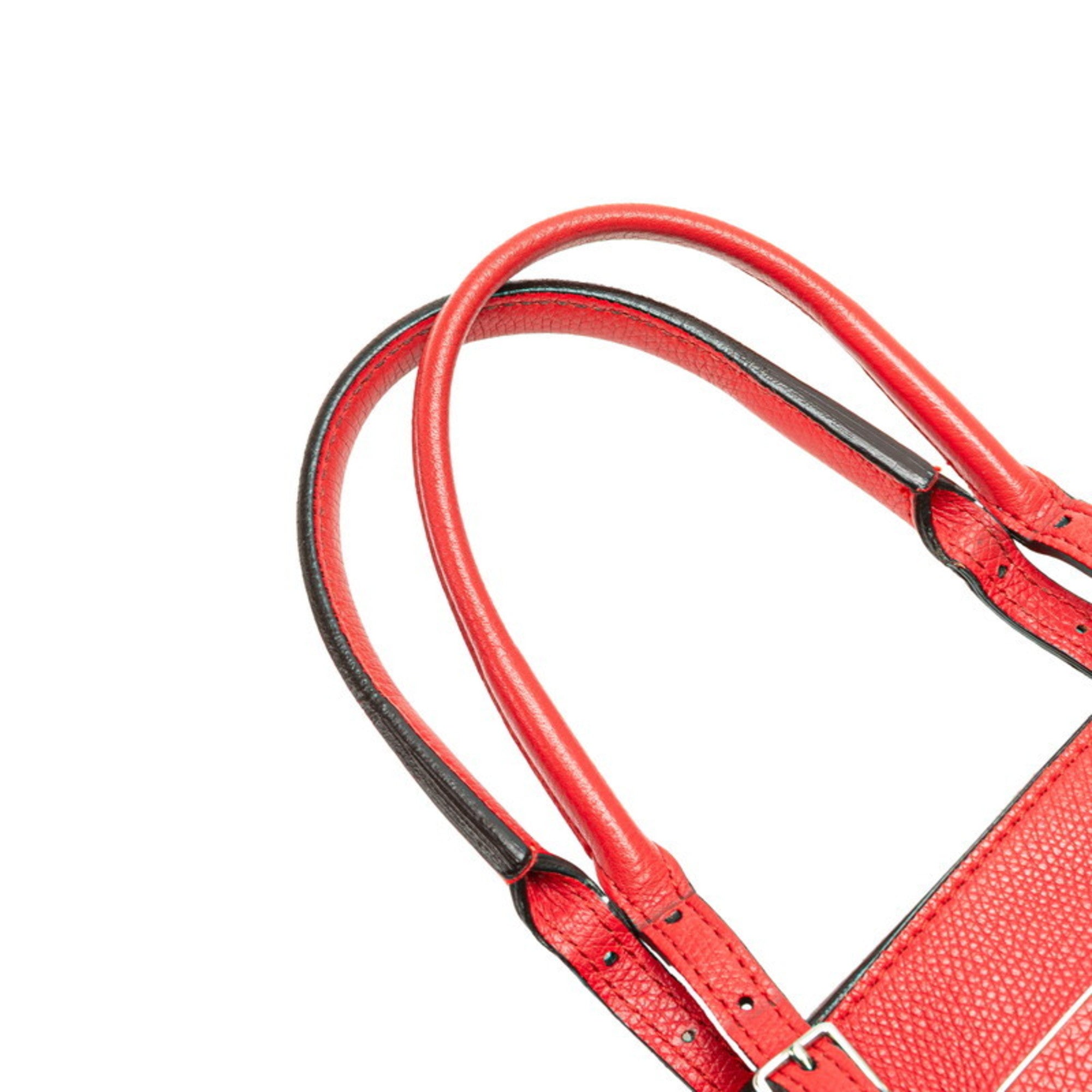 Balenciaga Red Color Leather Shoulder Bag Tote Bag (Pre-Owned)
