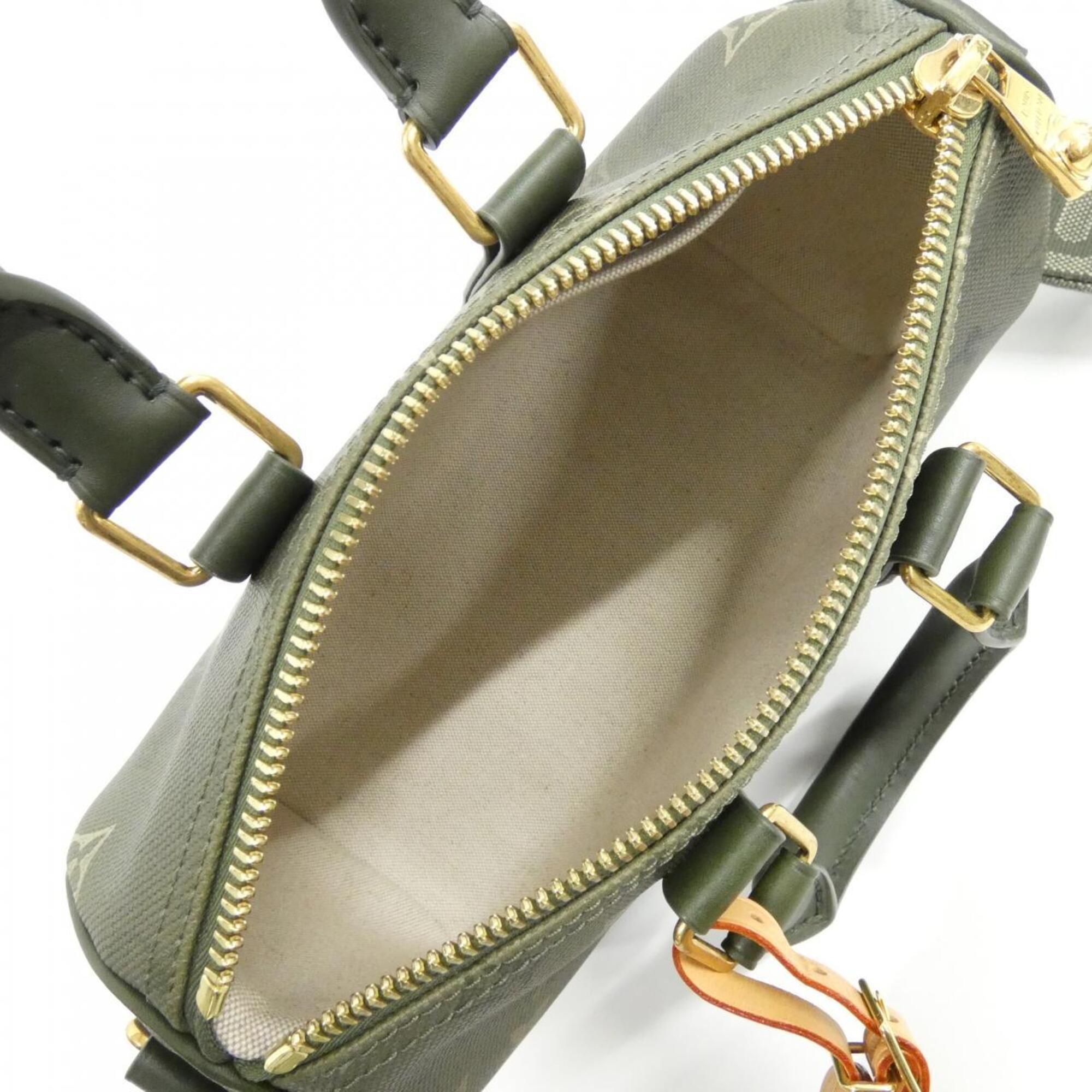 Louis Vuitton Green Khaki Coated Canvas Boston Bag (Pre-Owned)