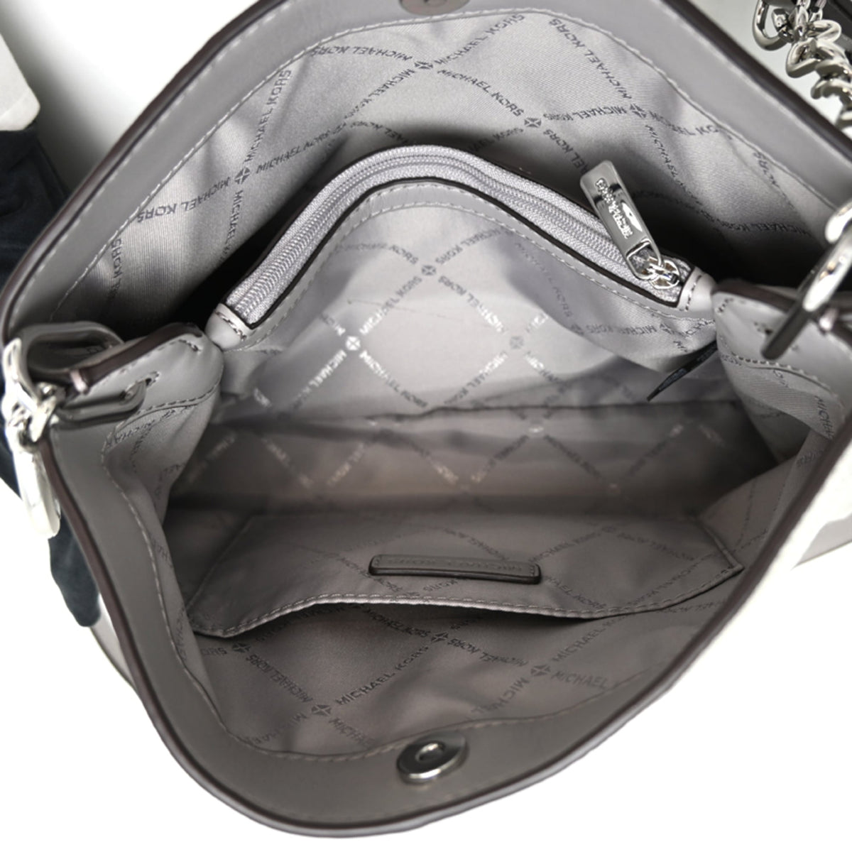 Michael Kors Gray Leather Shoulder Bag (Pre-Owned)