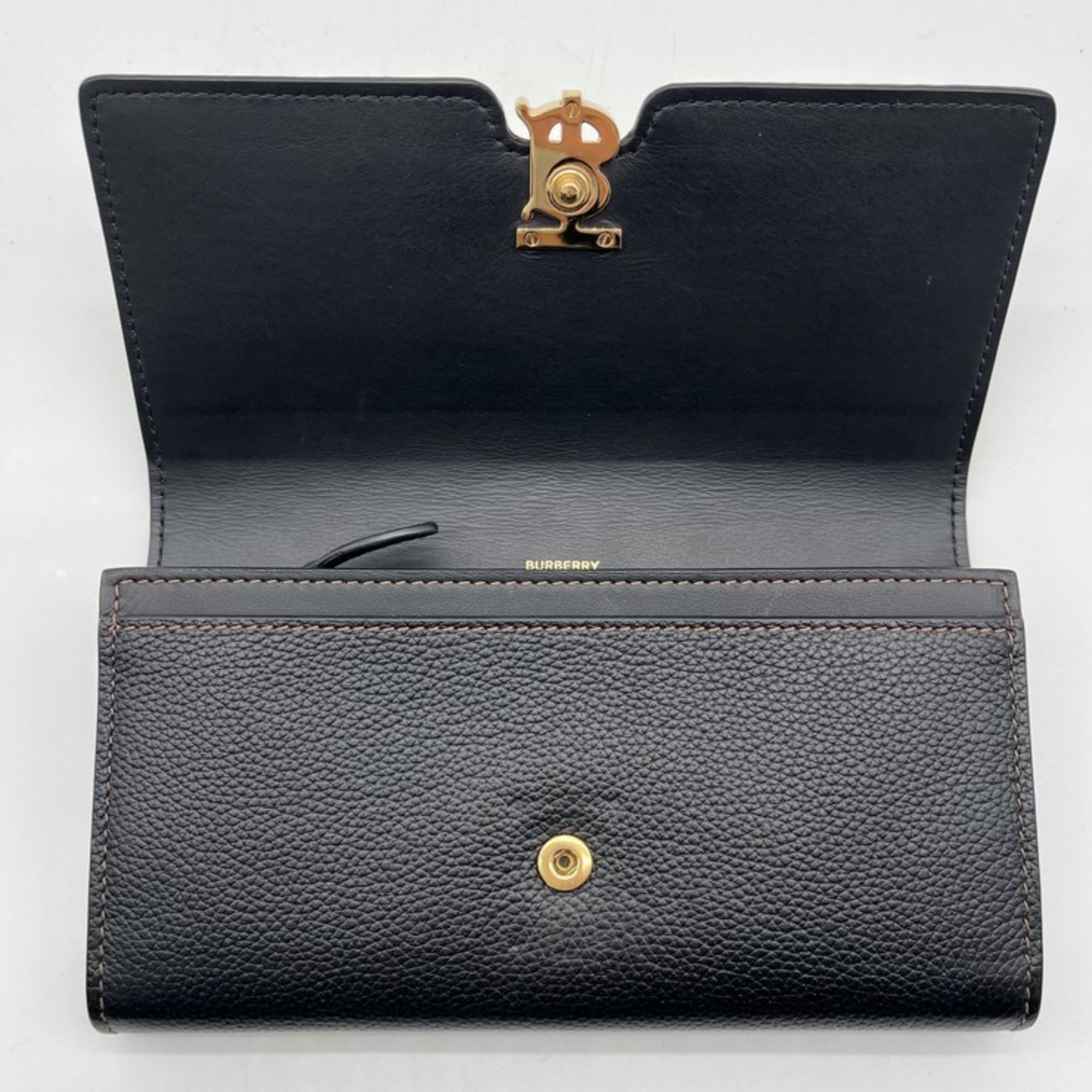Burberry Black Leather Long Wallet (Bi-Fold) (Pre-Owned)