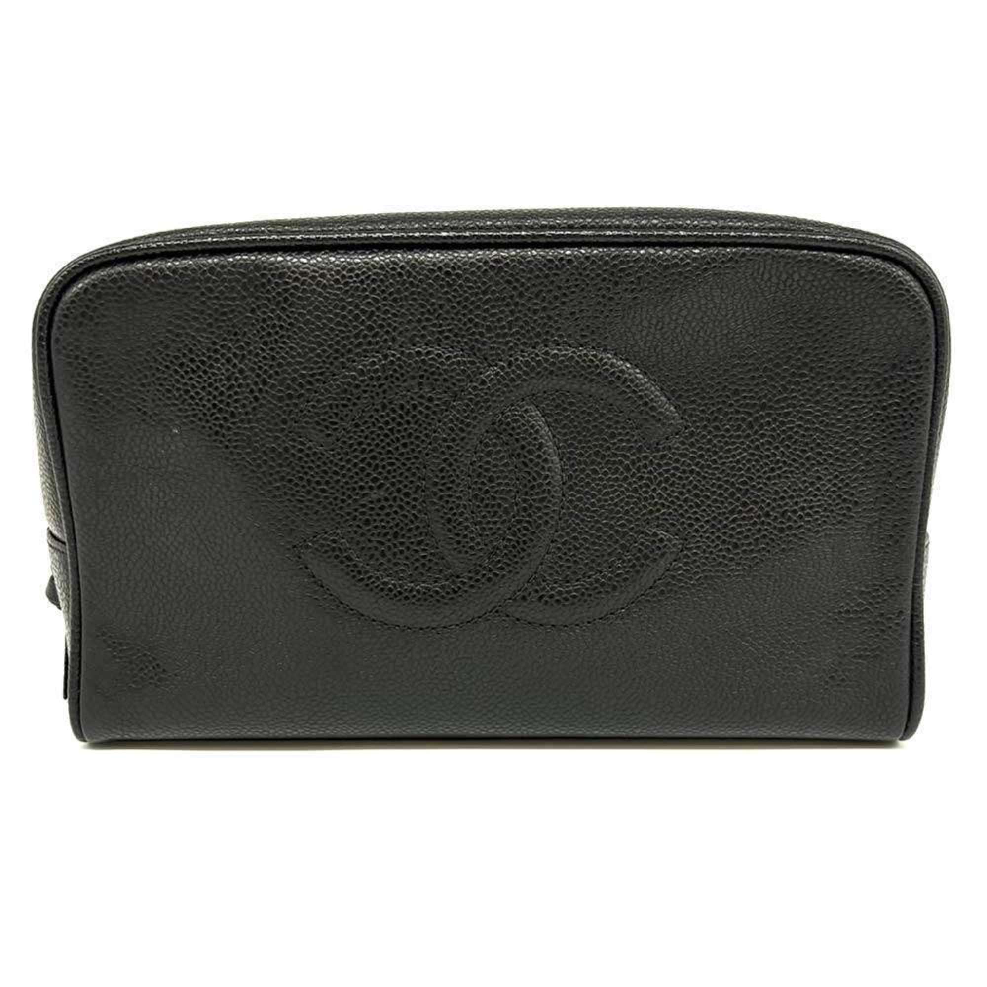 Chanel Caviar Skin Black Caviar Leather Pouch (Pre-Owned)