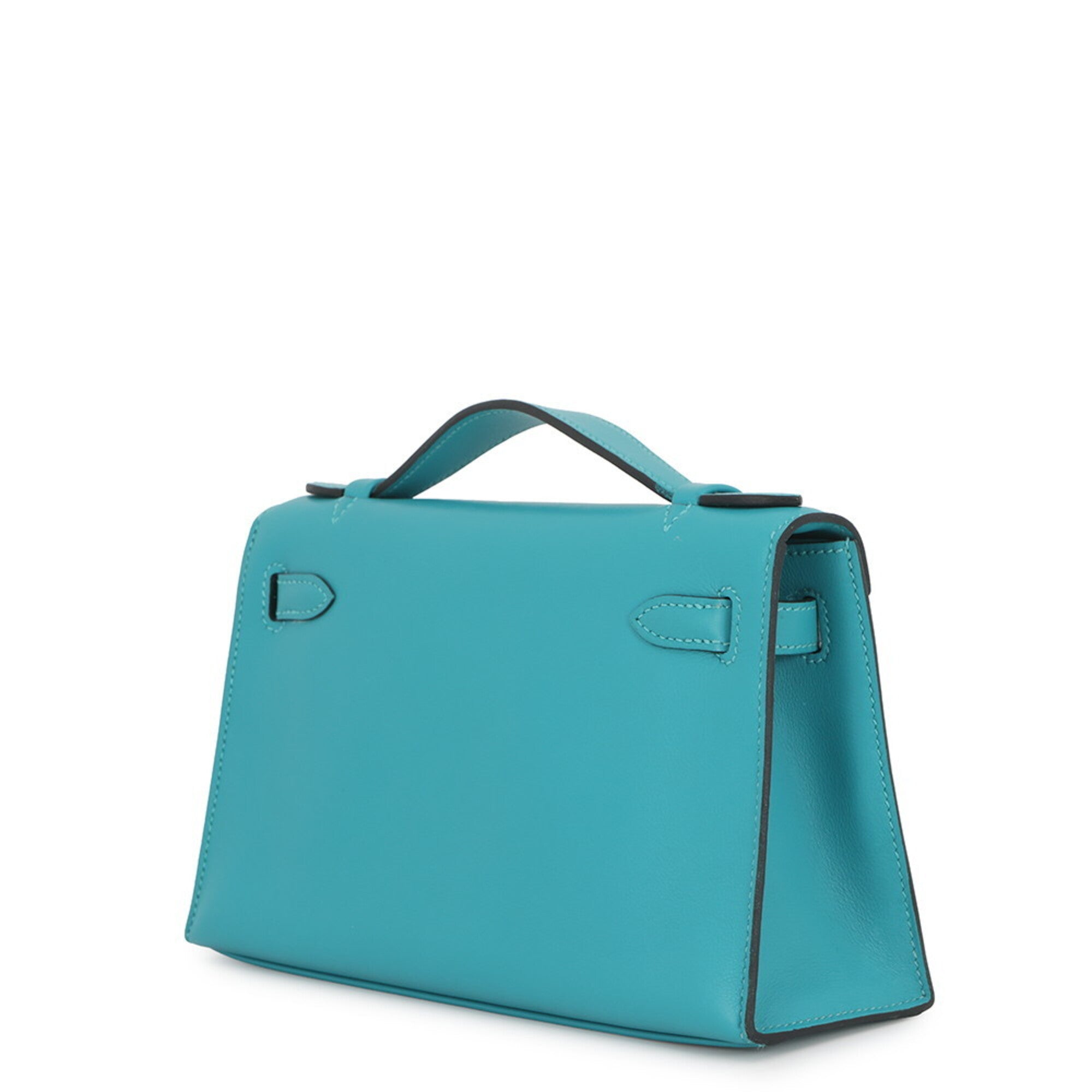 Hermes Blue Paon Swift Leather Handbag Pochette (Pre-Owned)