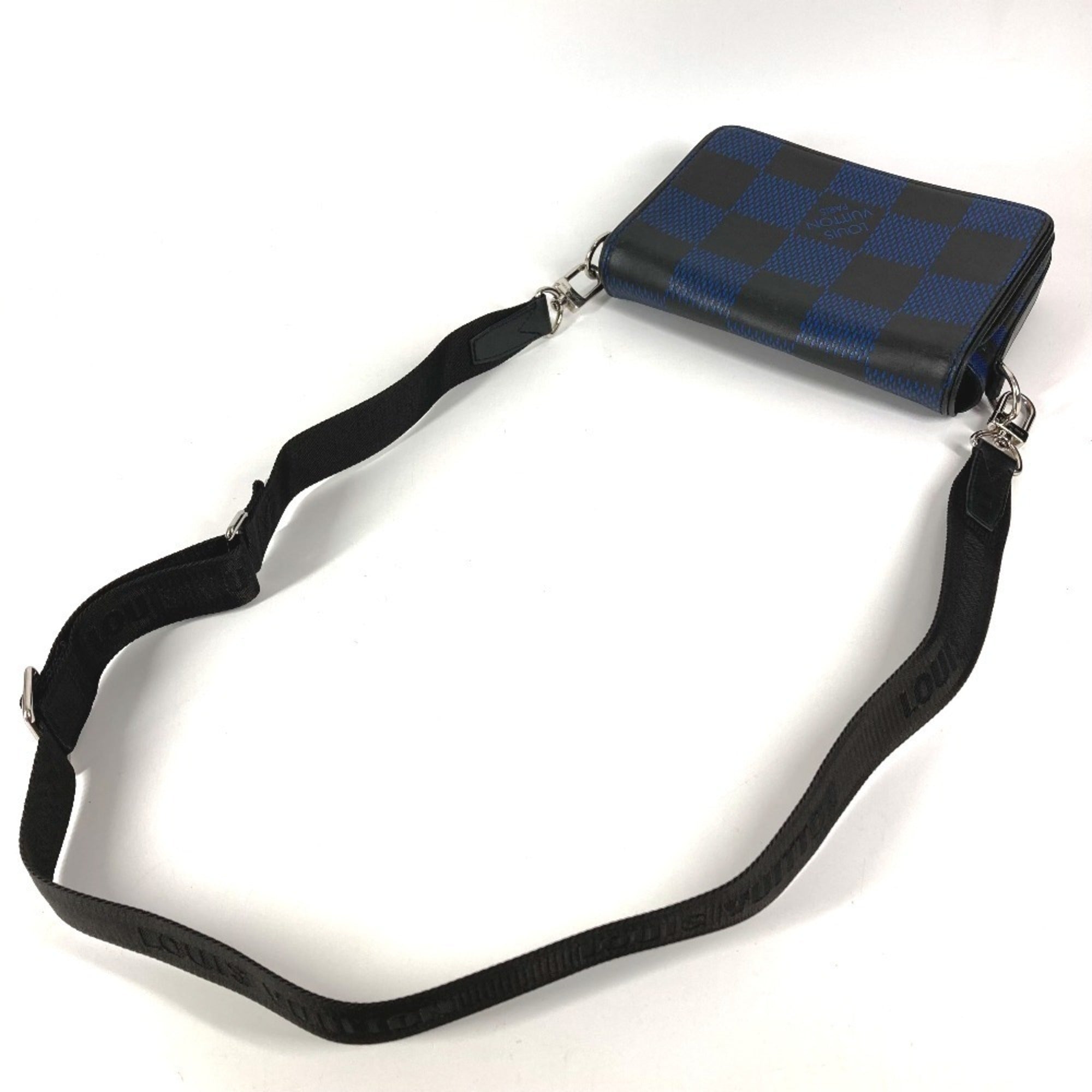 Louis Vuitton Damier Infini Black Blue Leather Messenger Bag Shoulder Bag (Pre-Owned)