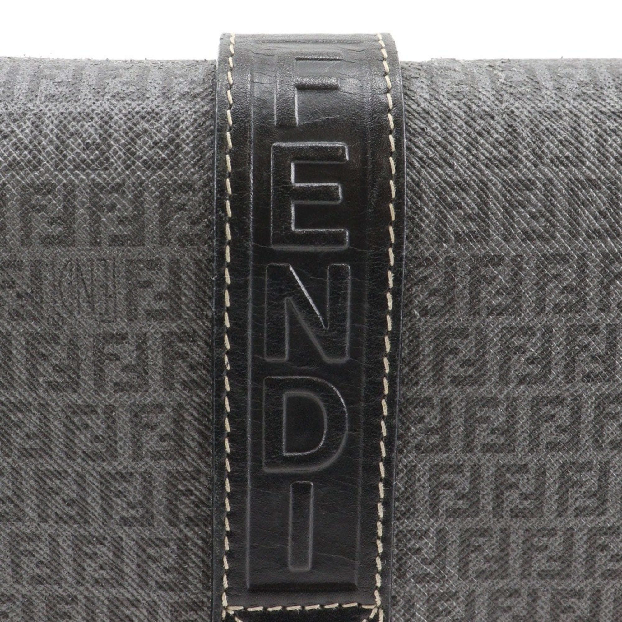 Fendi Zucchino Gray Zucchino Pochette Shoulder Bag (Pre-Owned)