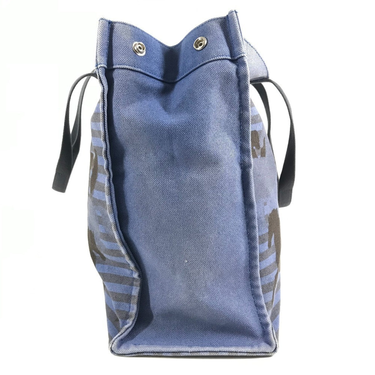 Hermes Black Blue Cotton Handbag Pouch Shoulder Bag Tote Bag (Pre-Owned)