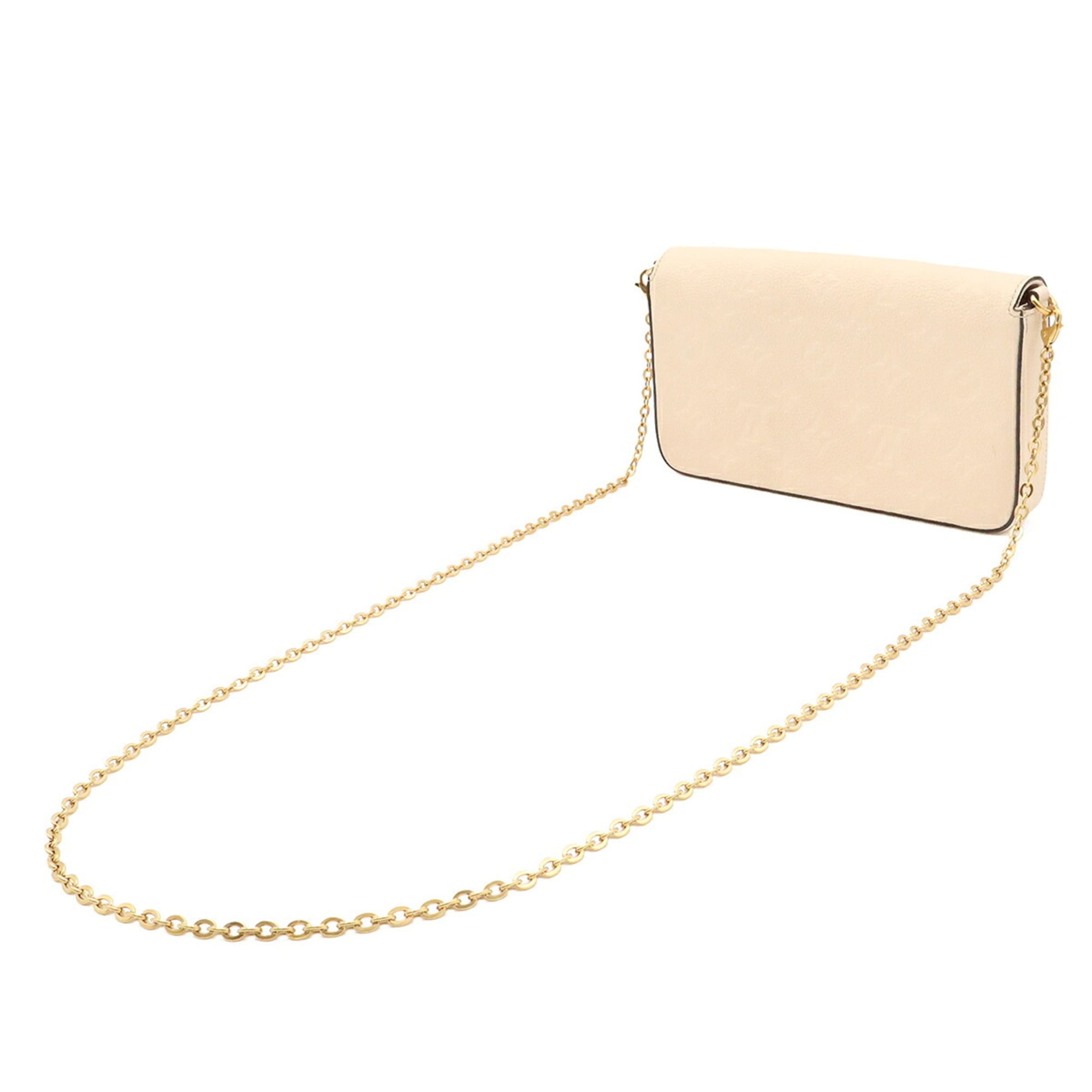 Louis Vuitton Cream Leather Clutch Bag Pochette Shoulder Bag (Pre-Owned)