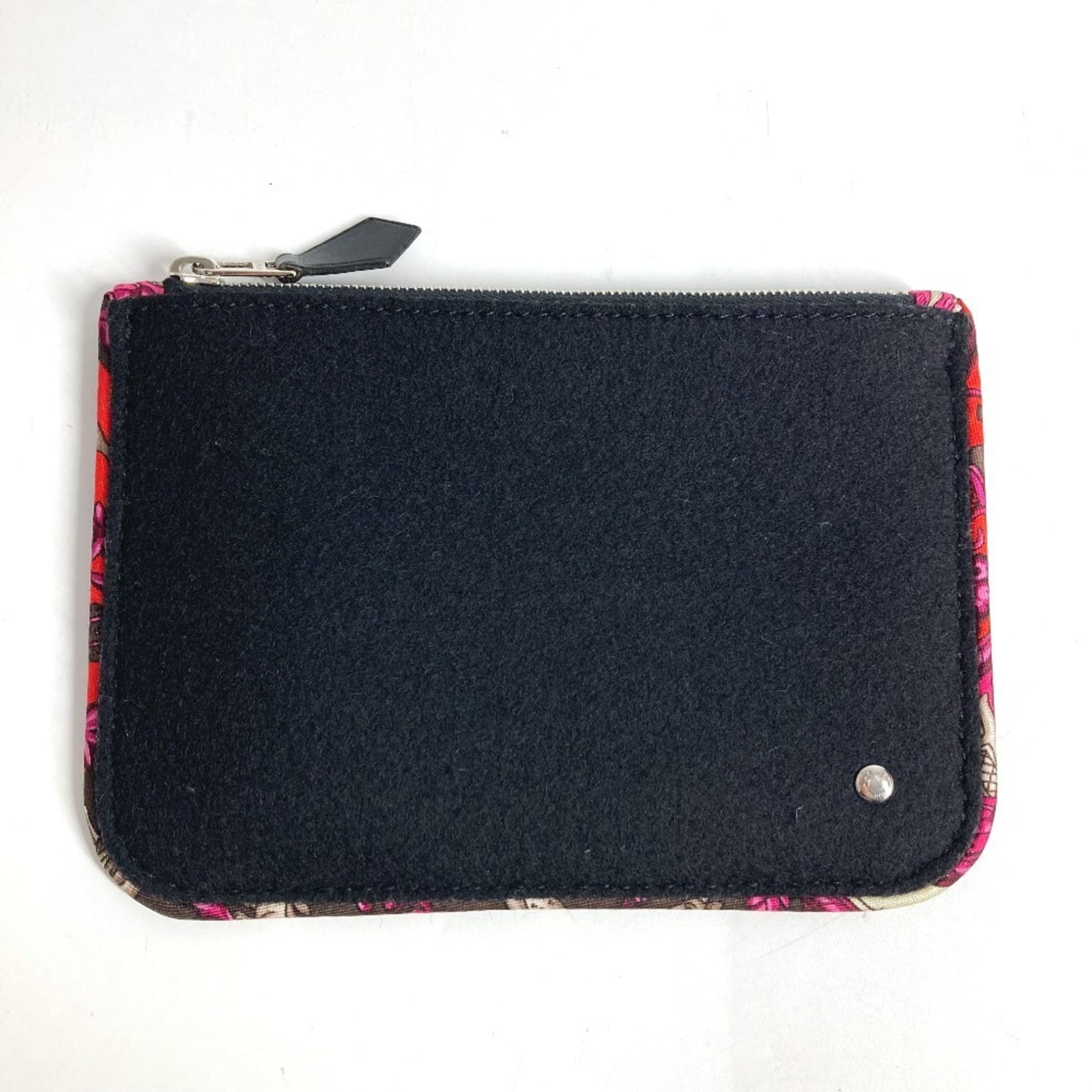 Hermes Sellier Black Multi-Color Felt Silk Pouch Wash Bag (Pre-Owned)
