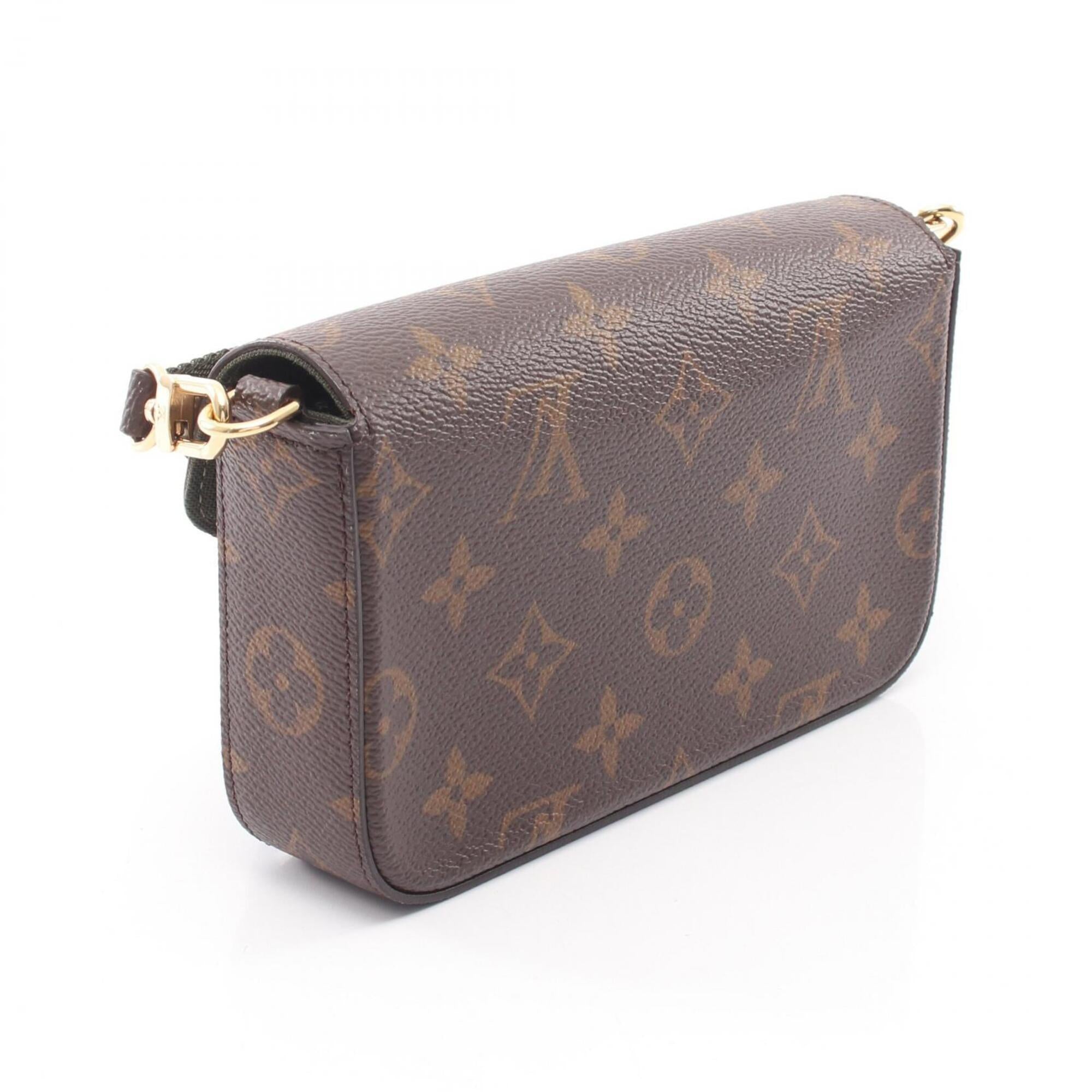 Louis Vuitton Brown Green Monogram Coated Canvas Handbag Pochette Shoulder Bag (Pre-Owned)