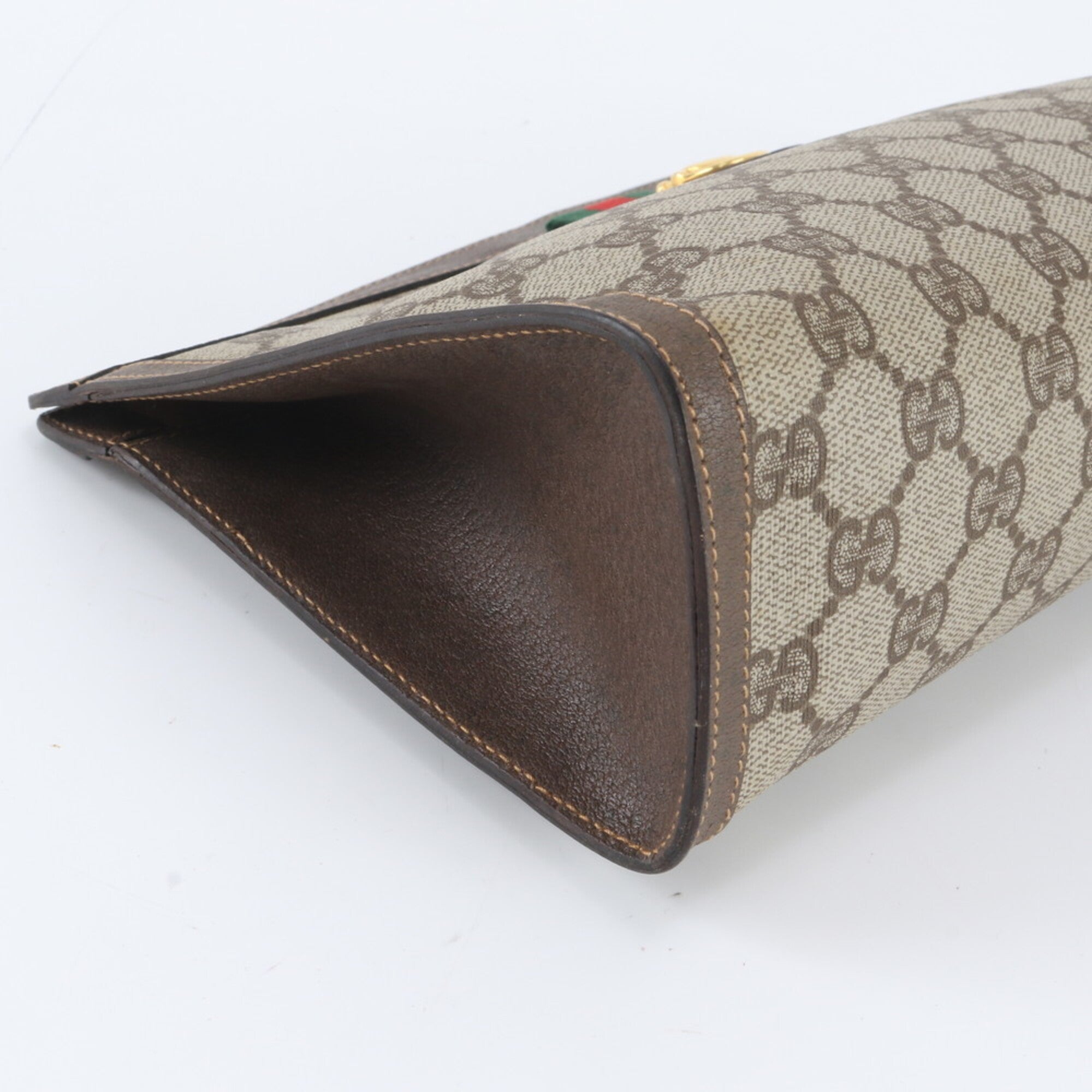 Gucci Beige Coated Canvas Leather Handbag Pouch (Pre-Owned)