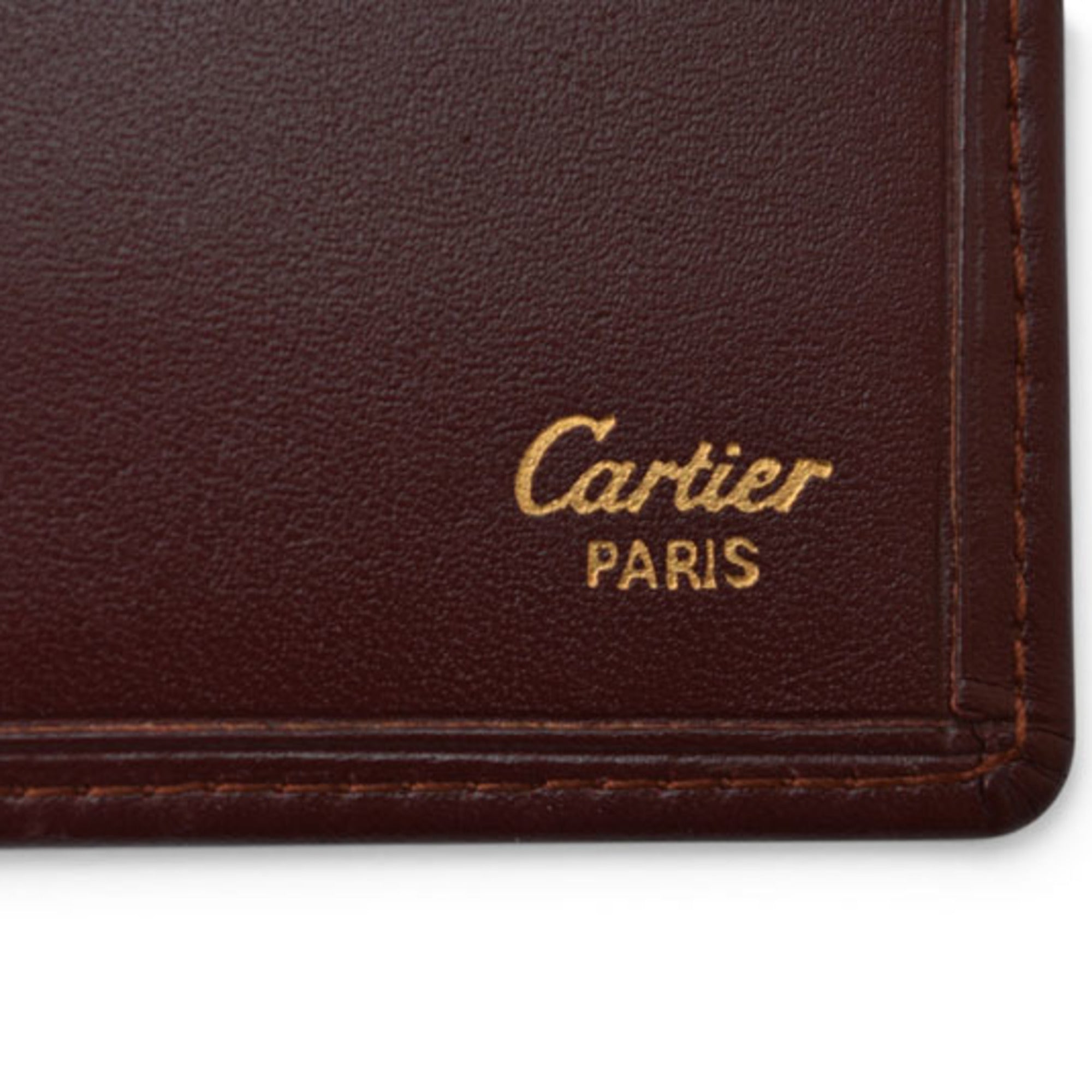 Cartier Must Bordeaux Leather Long Wallet (Bi-Fold) (Pre-Owned)