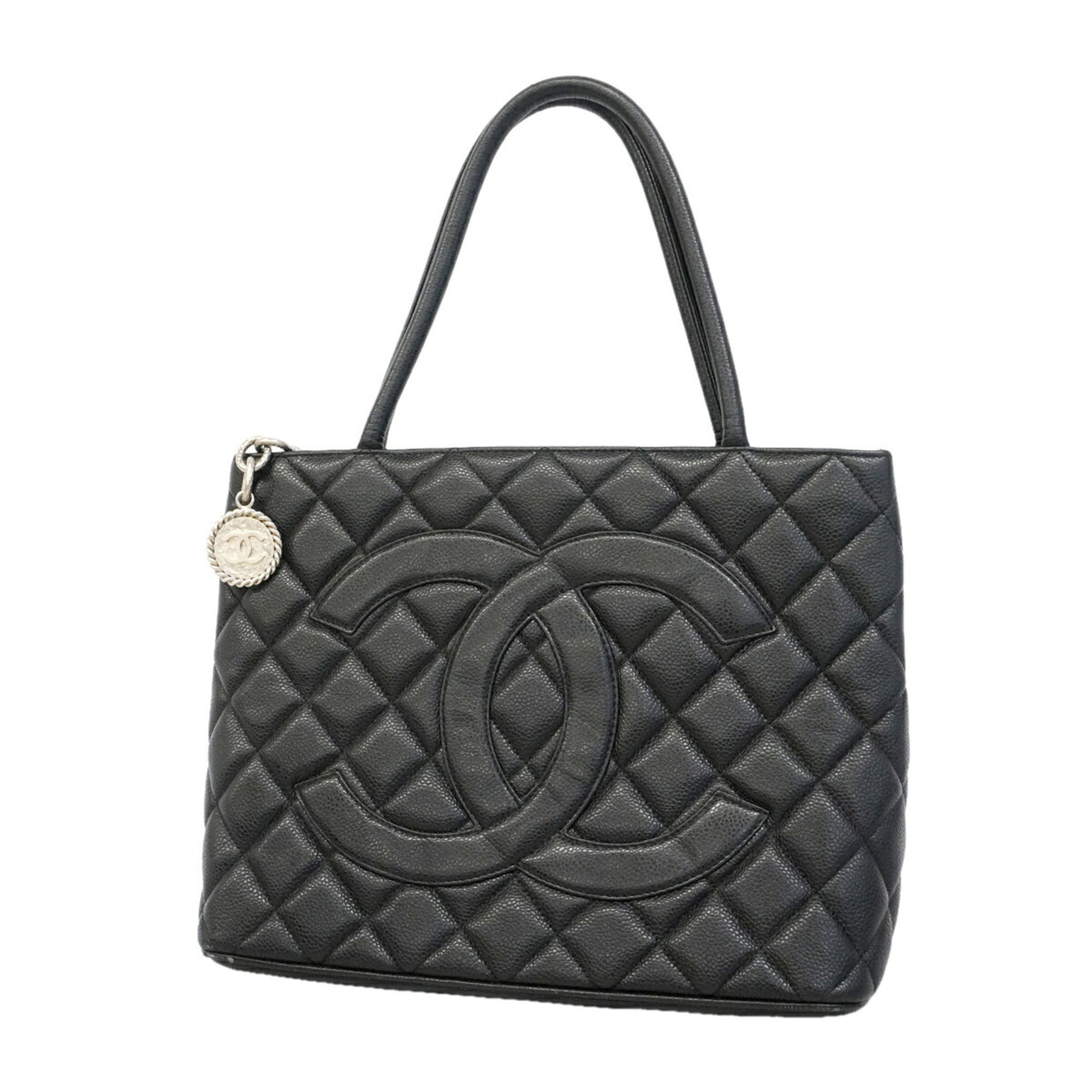 Chanel Black Grained Calfskin Tote Bag (Pre-Owned)