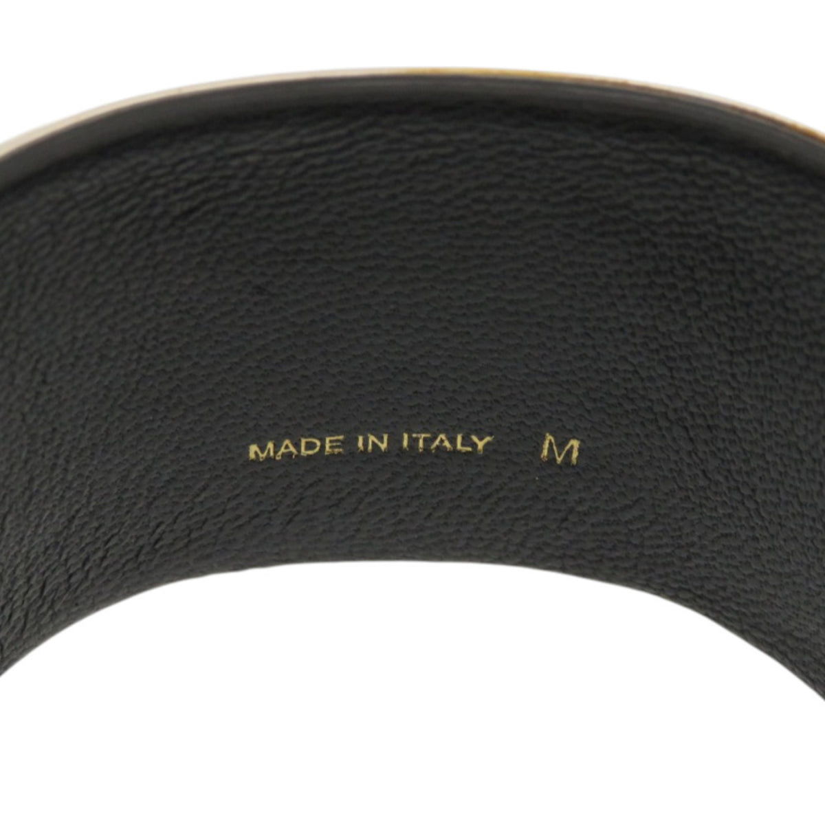 Celine Silver Black Leather Metal Bangle (Pre-Owned)