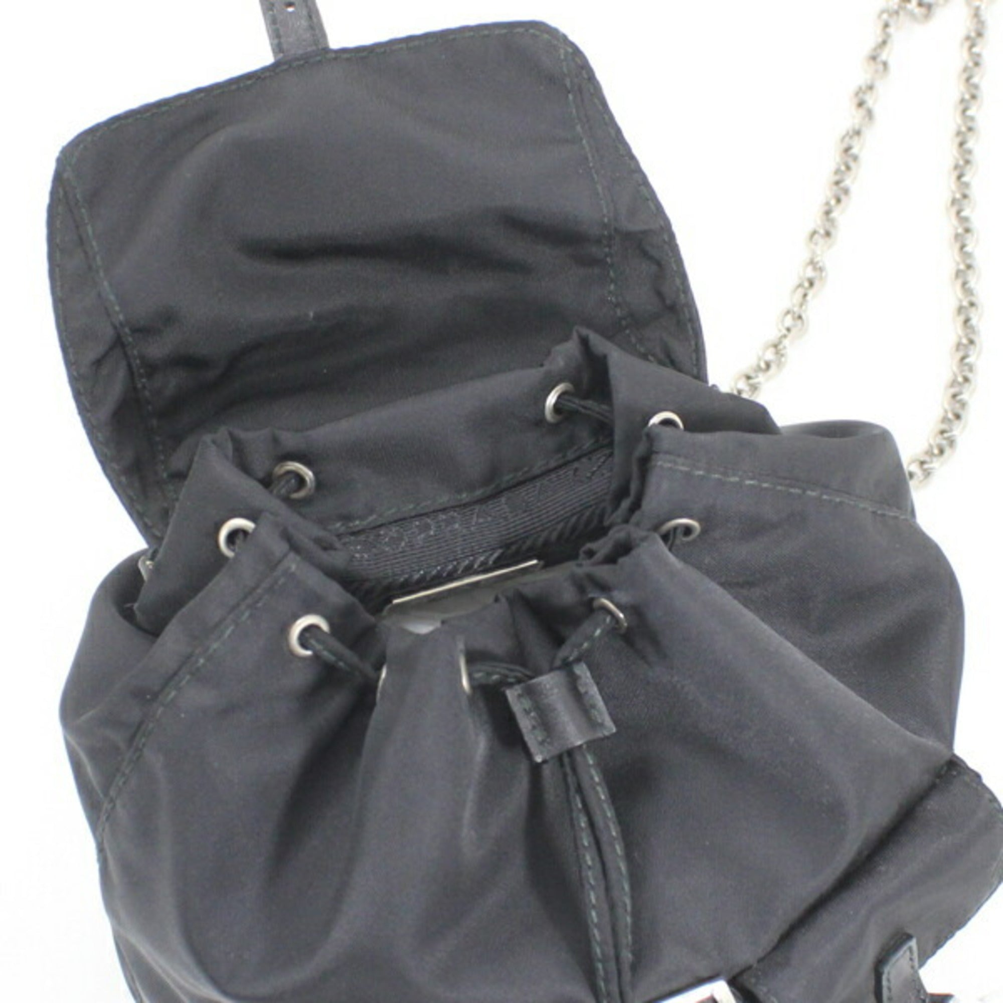 Prada Black Nero Nylon Leather Shoulder Bag (Pre-Owned)