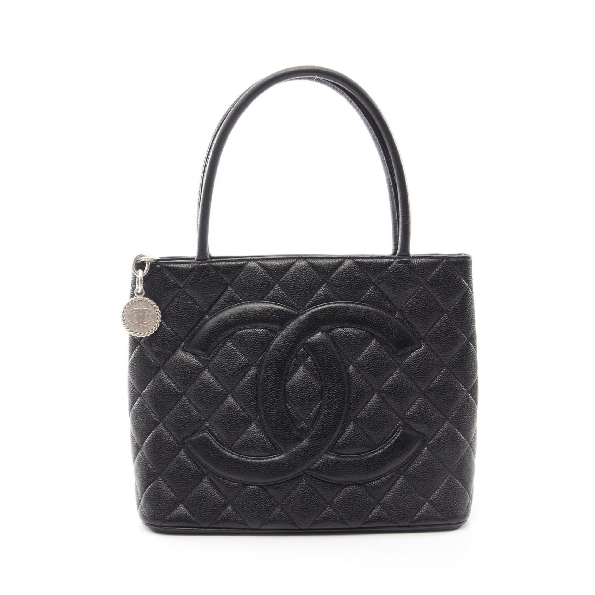 Chanel Black Grained Calfskin Handbag Tote Bag (Pre-Owned)