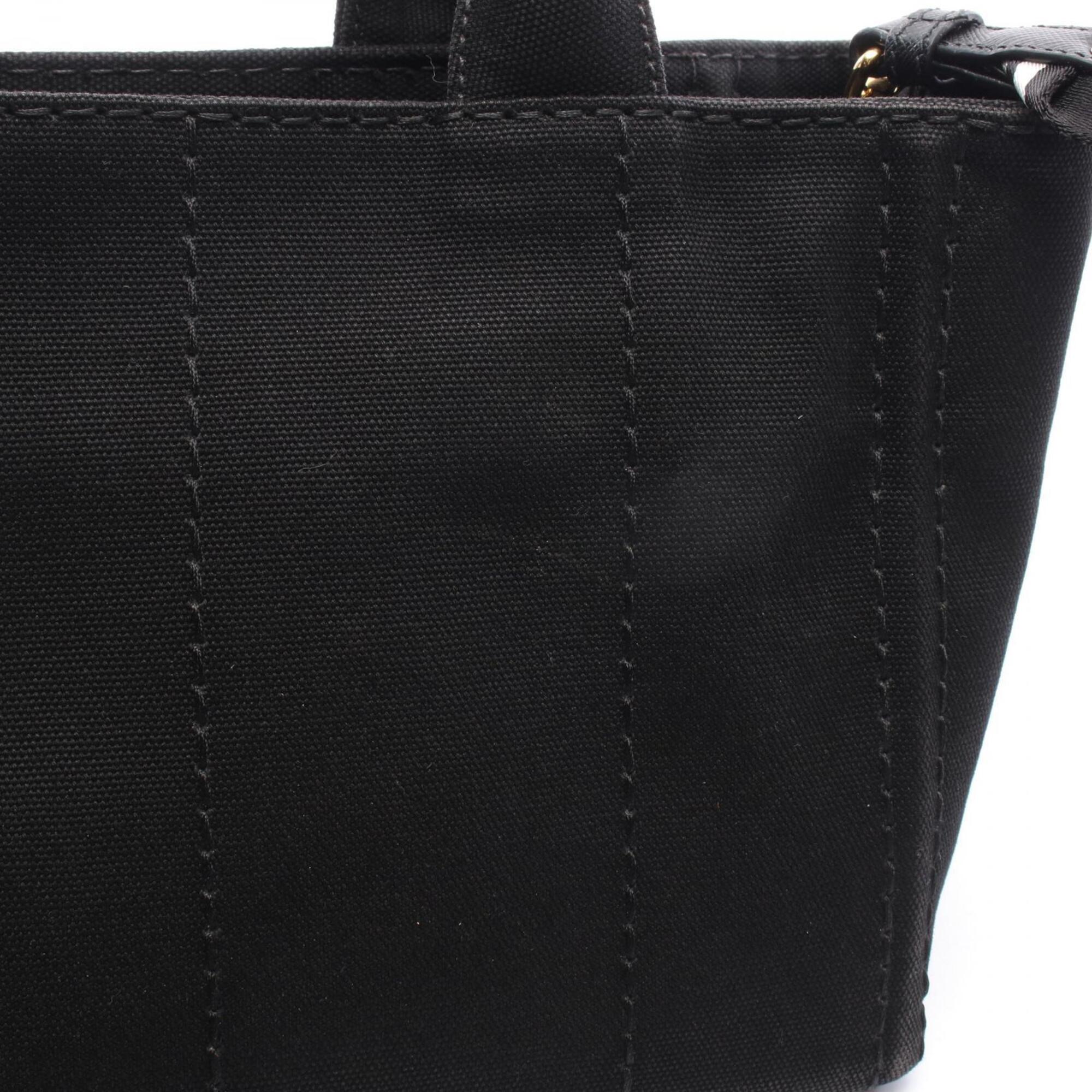 Prada Black White Canvas Handbag Tote Bag (Pre-Owned)