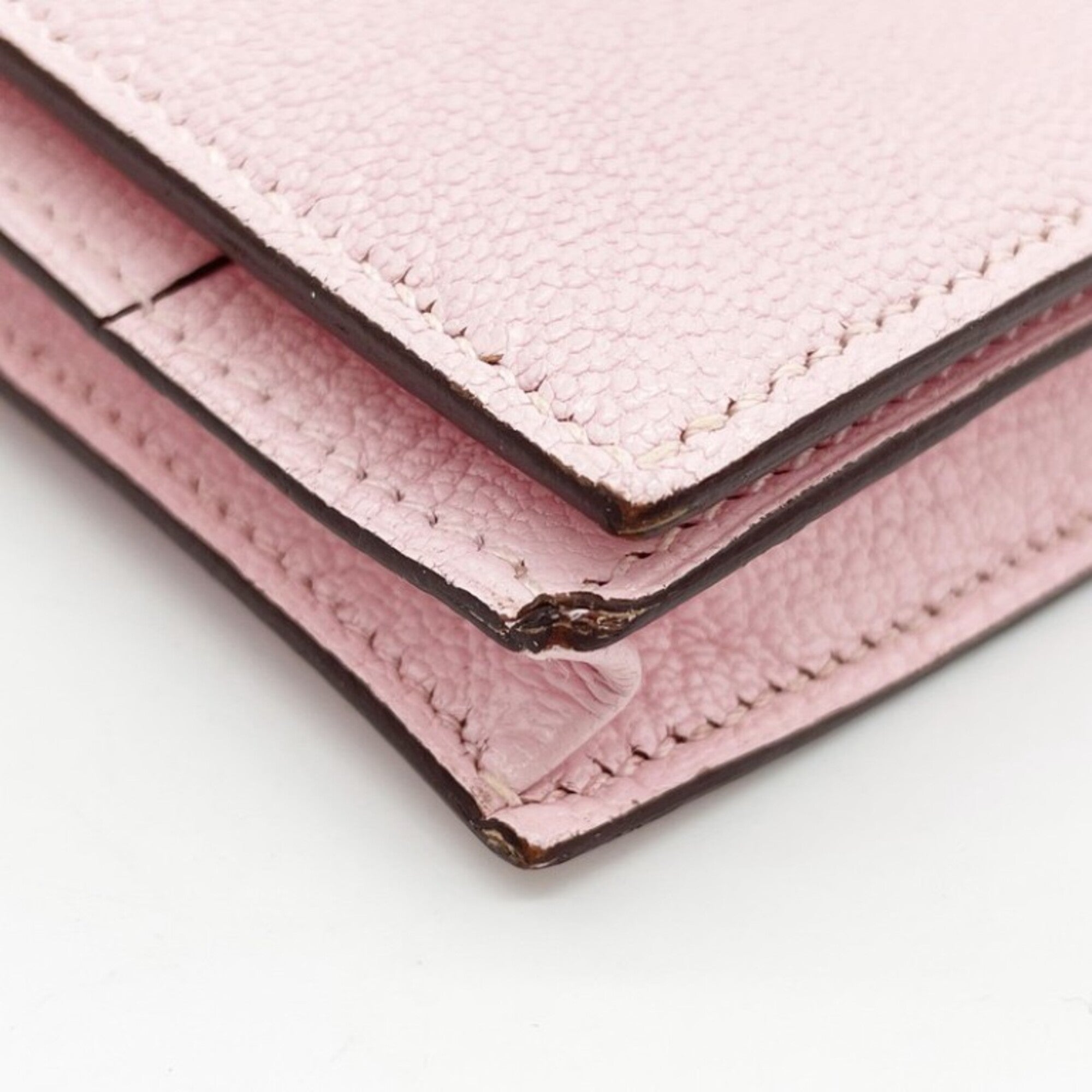 Hermes Rose Sakura Chevre Leather Long Wallet (Bi-Fold) (Pre-Owned)