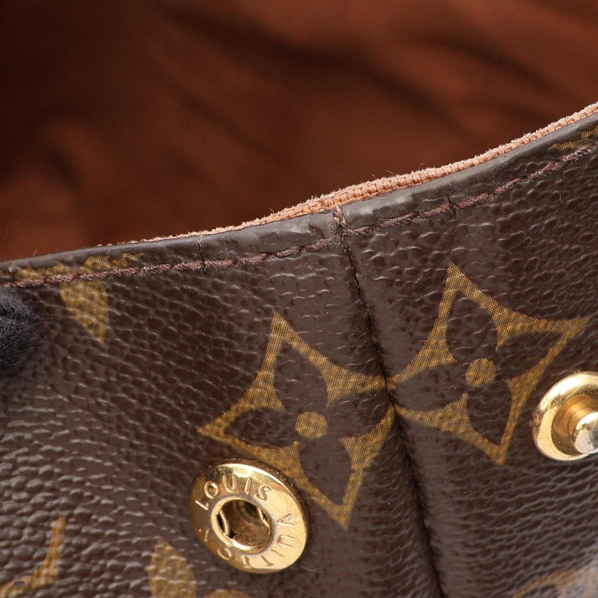 Louis Vuitton Monogram Brown Coated Canvas Leather Handbag Tote Bag (Pre-Owned)