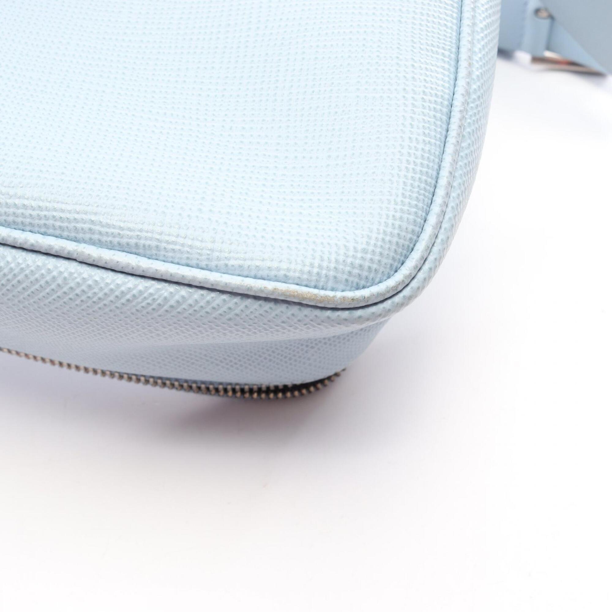Prada Blue Leather Handbag Shoulder Bag (Pre-Owned)