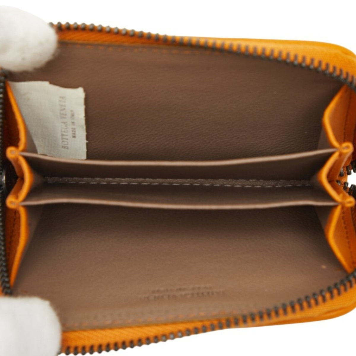 Bottega Veneta Intrecciato Brown Orange Leather Long Wallet (Bi-Fold) (Pre-Owned)