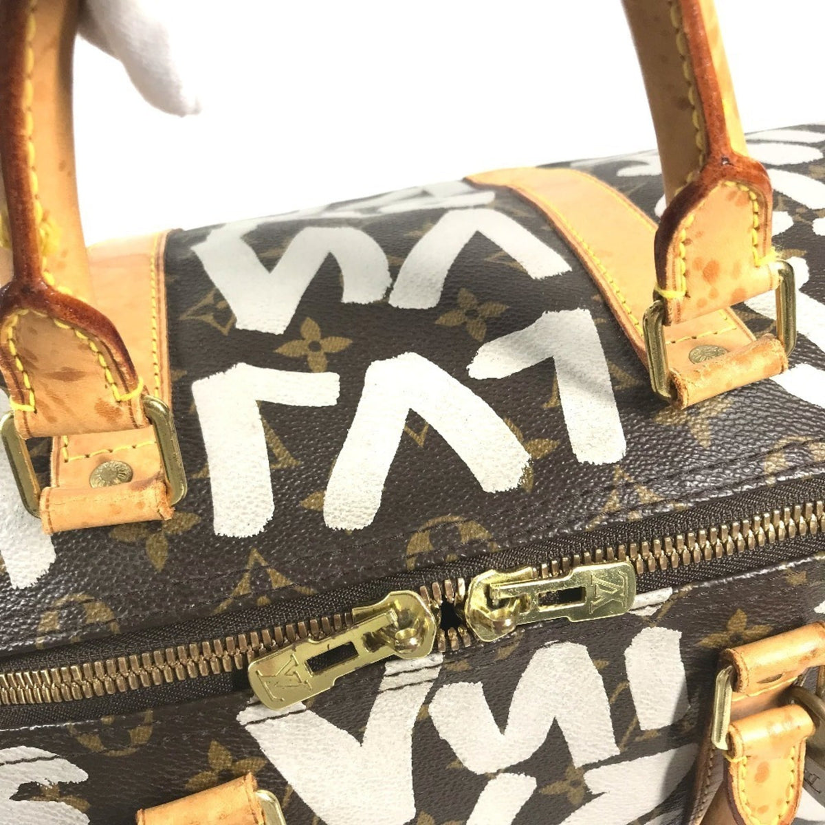 Louis Vuitton Brown Monogram White Monogram Boston Bag (Pre-Owned)