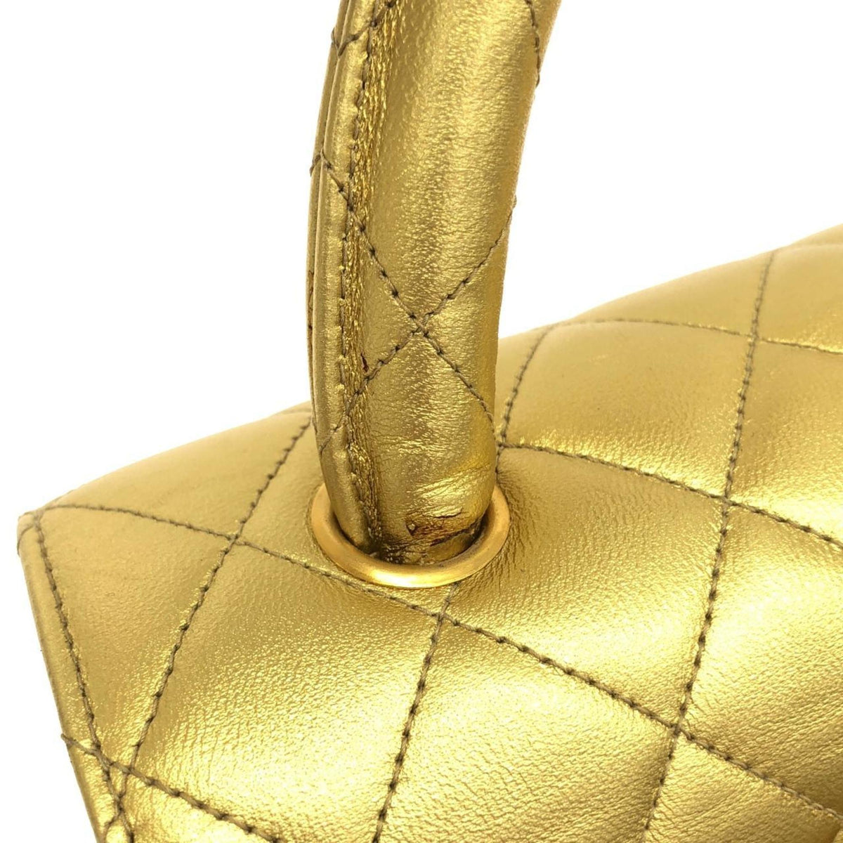 Chanel Gold Leather Handbag (Pre-Owned)