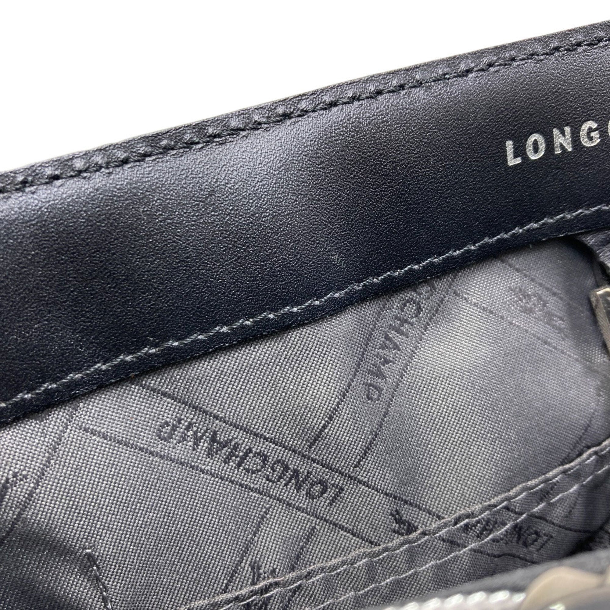 Longchamp Black Blue Leather Handbag (Pre-Owned)