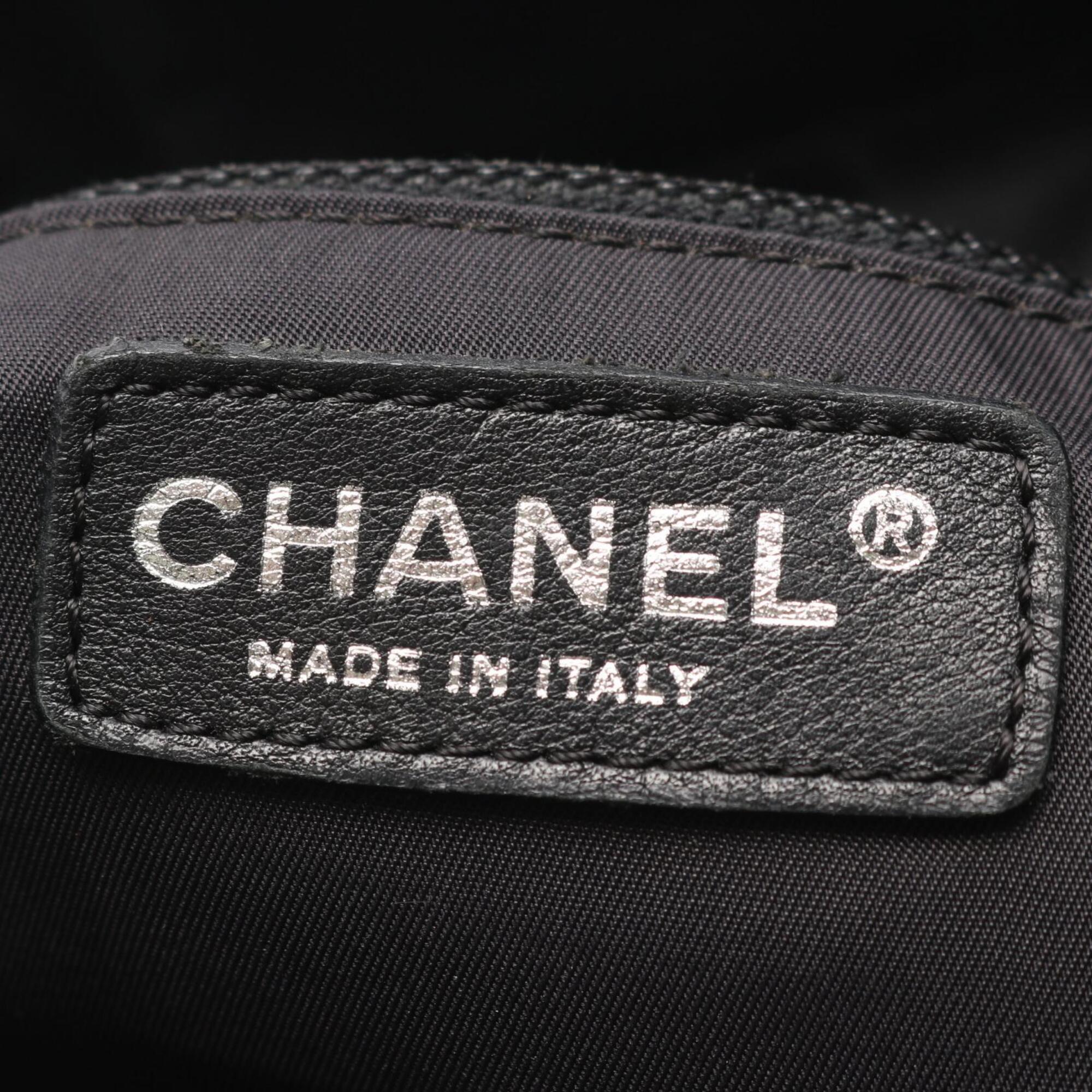 Chanel Black Coated Canvas Leather Handbag Tote Bag (Pre-Owned)