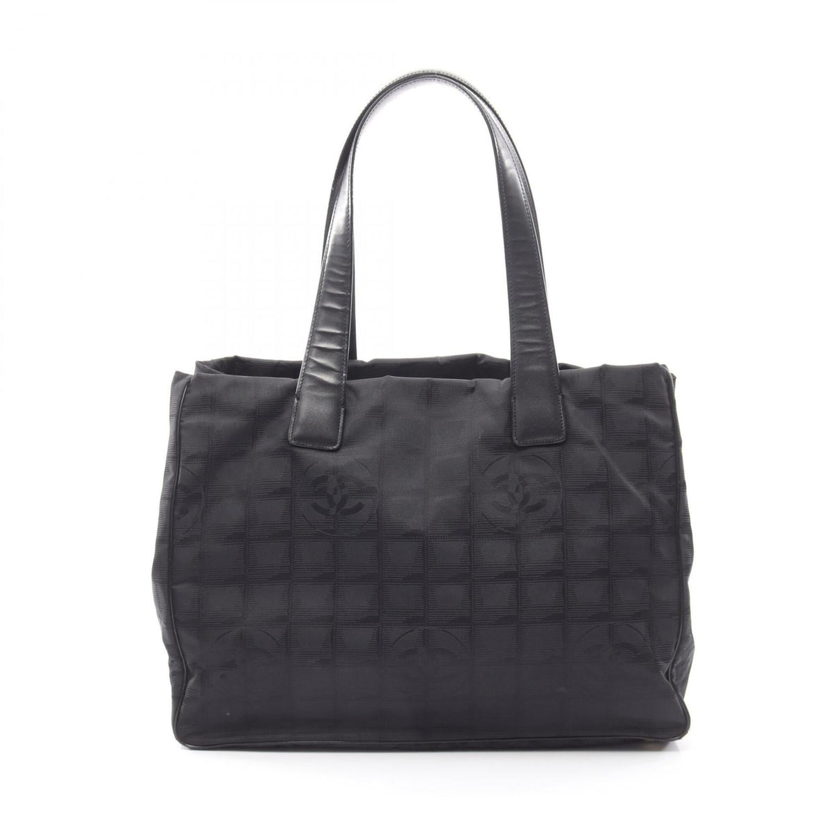 Chanel Black Leather Nylon Canvas Handbag Tote Bag (Pre-Owned)