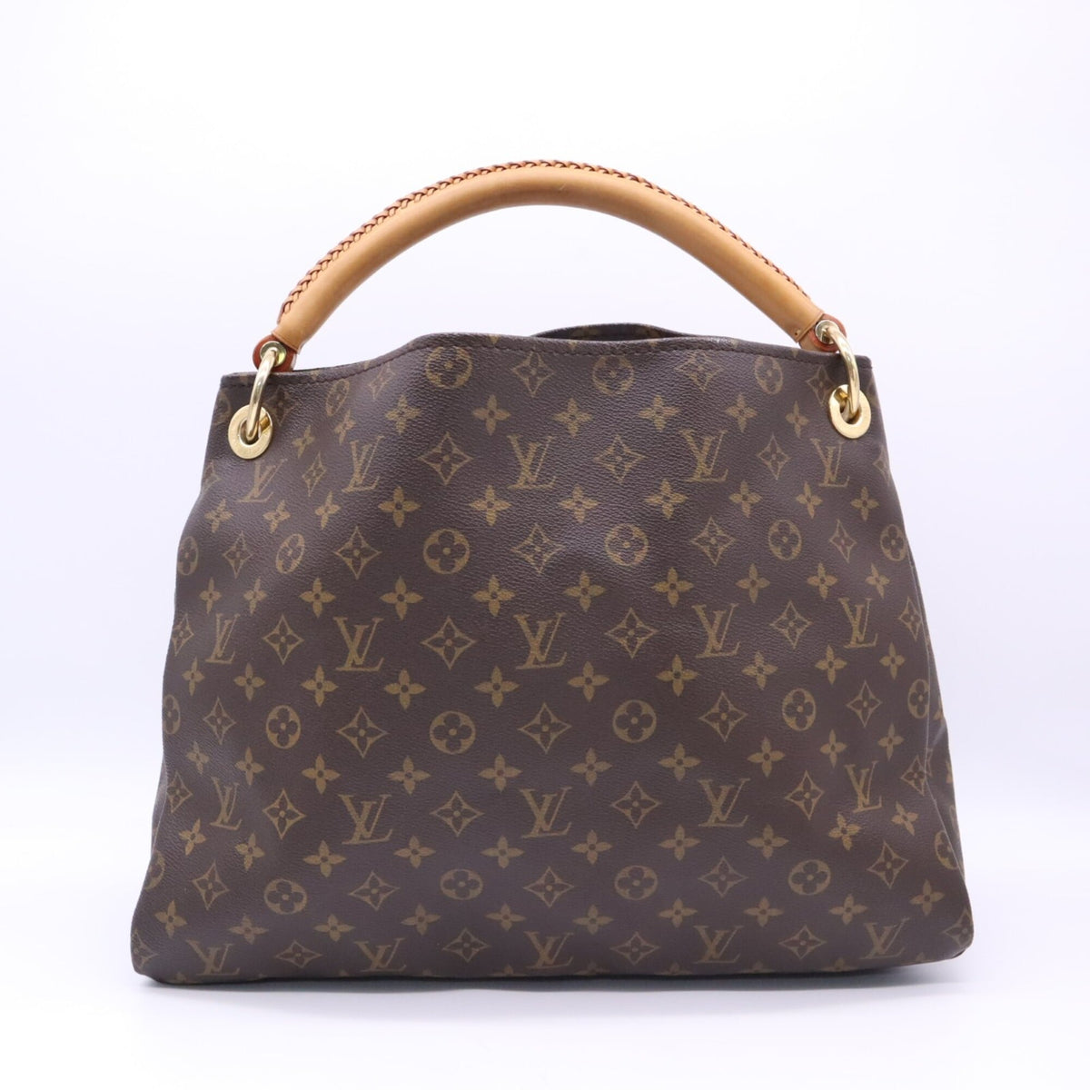 Louis Vuitton Beige Brown Coated Canvas Leather Handbag (Pre-Owned)